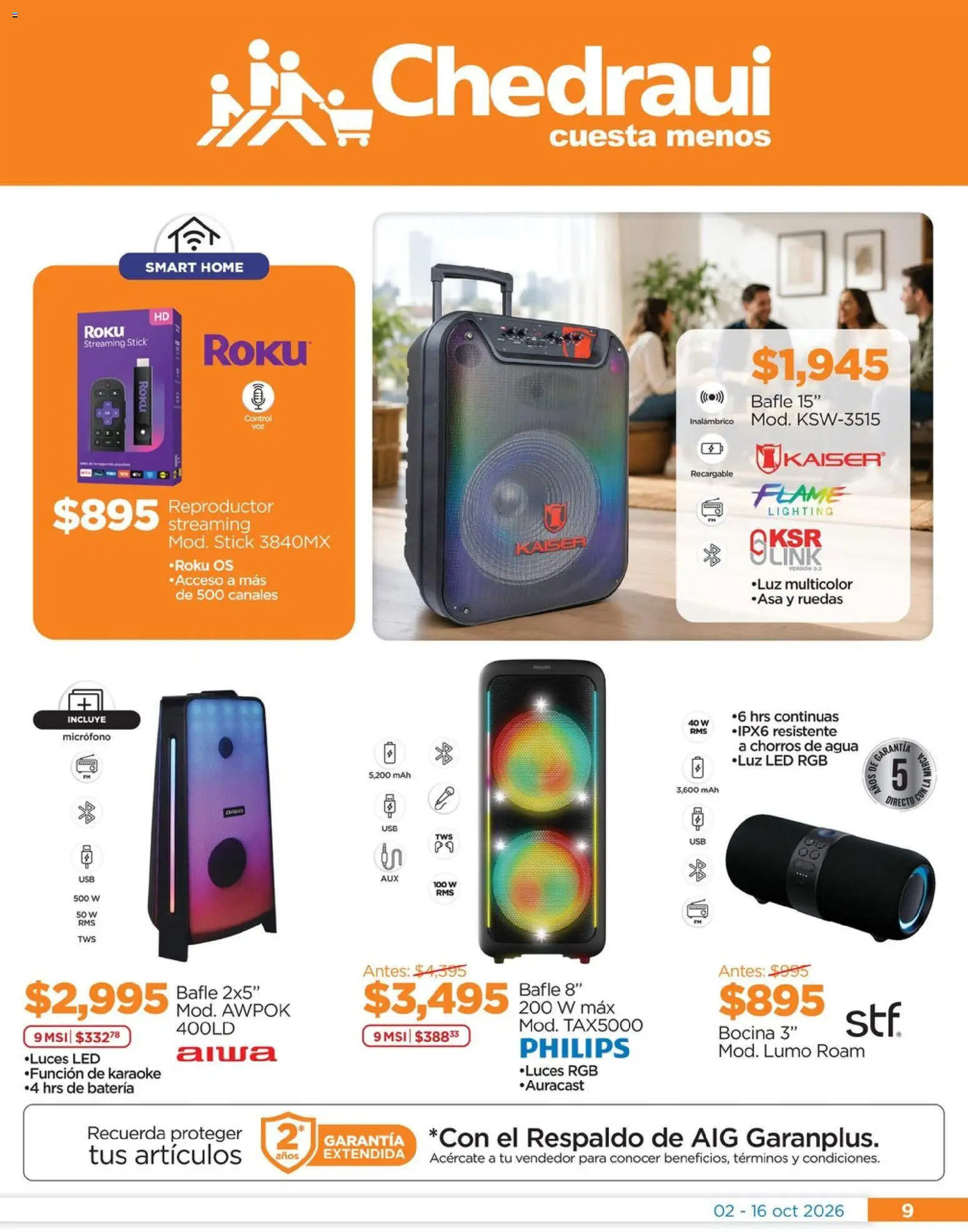Nuevas ofertas de Chedraui válidas en toda la República Mexicana desde el 02/10/2026. ¡Encuentra las mejores ofertas en Chedraui folleto Renueva tu hogar! | Página: 9