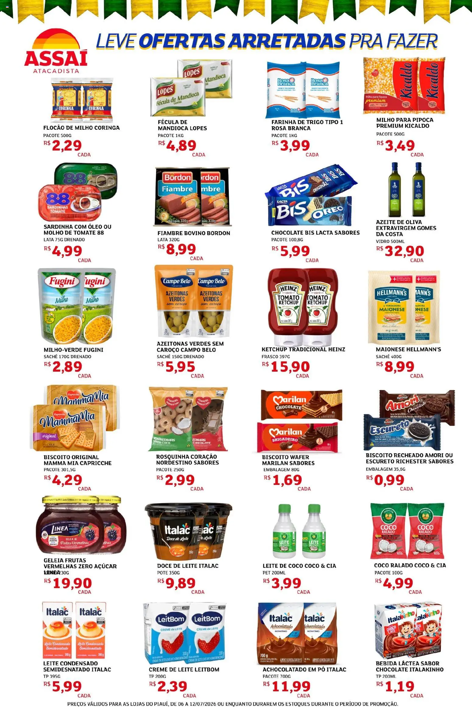 Assaí Atacadista Folheto - válido de 06/07/2026 | Página: 2 | Produtos: Farinha de trigo, Leite, Creme, Leite condensado