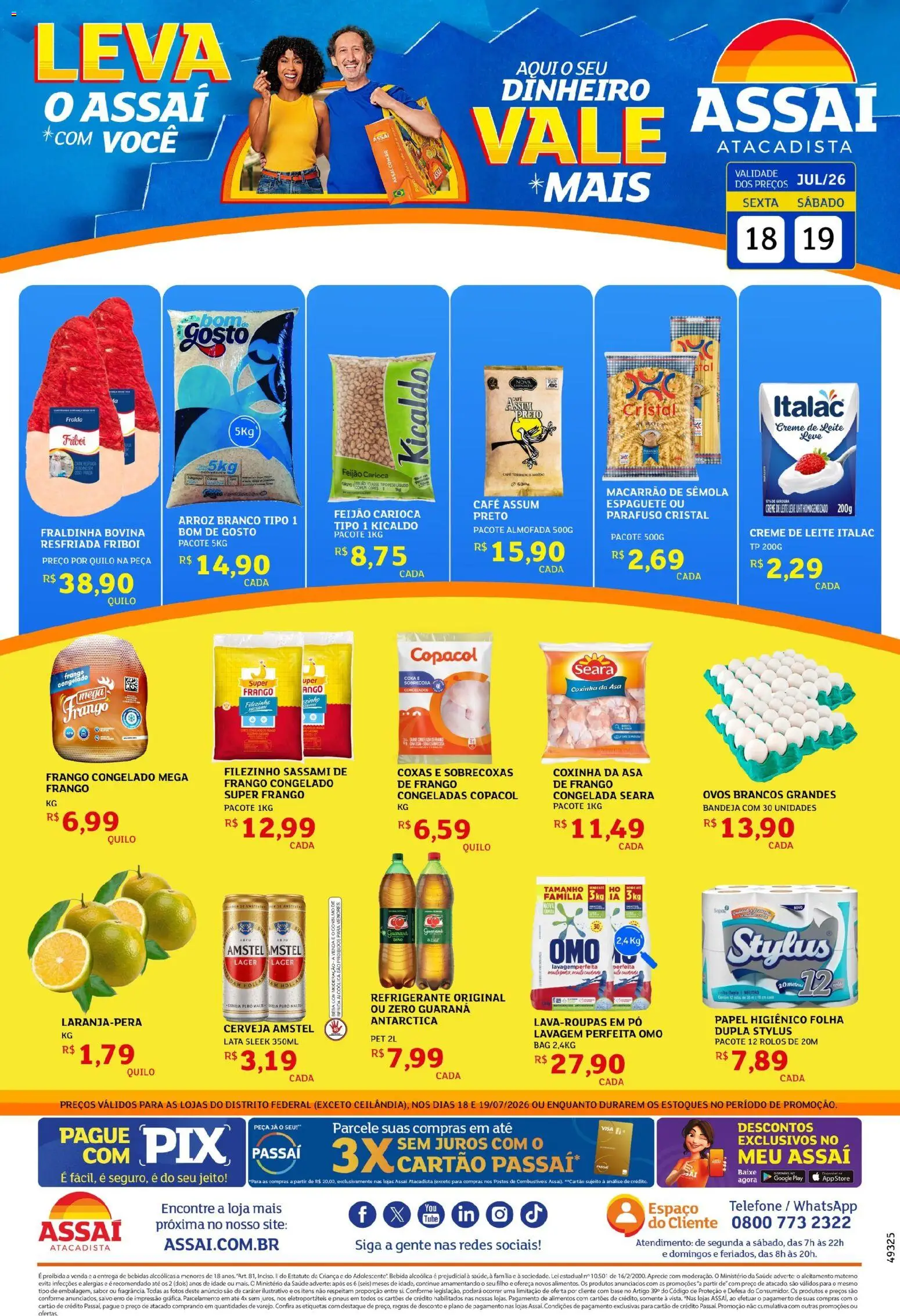 Assaí Atacadista Folheto - válido de 18/07/2026 | Página: 1 | Produtos: Cola, Ovos, Cerveja, Creme