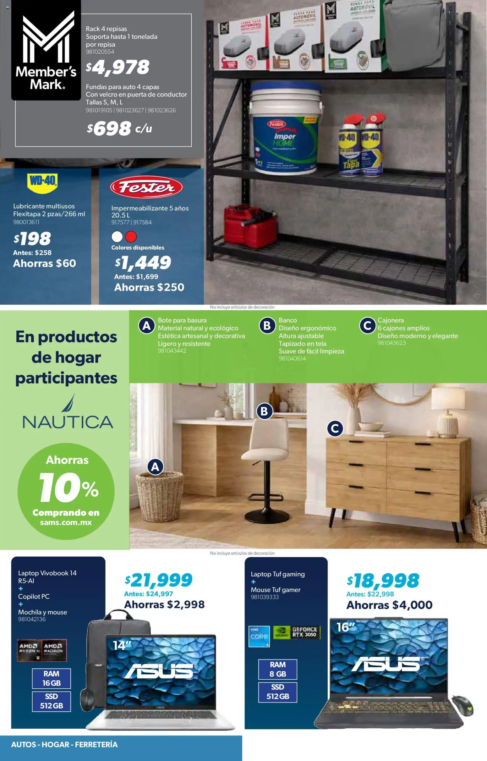 Nuevas ofertas de Sam's Club válidas en toda la República Mexicana desde el 01.04.2026. ¡Encuentra las mejores ofertas en Sam's Club catálogo! | Página: 28 | Productos: Mochila, Mouse, Impermeabilizante, Banco