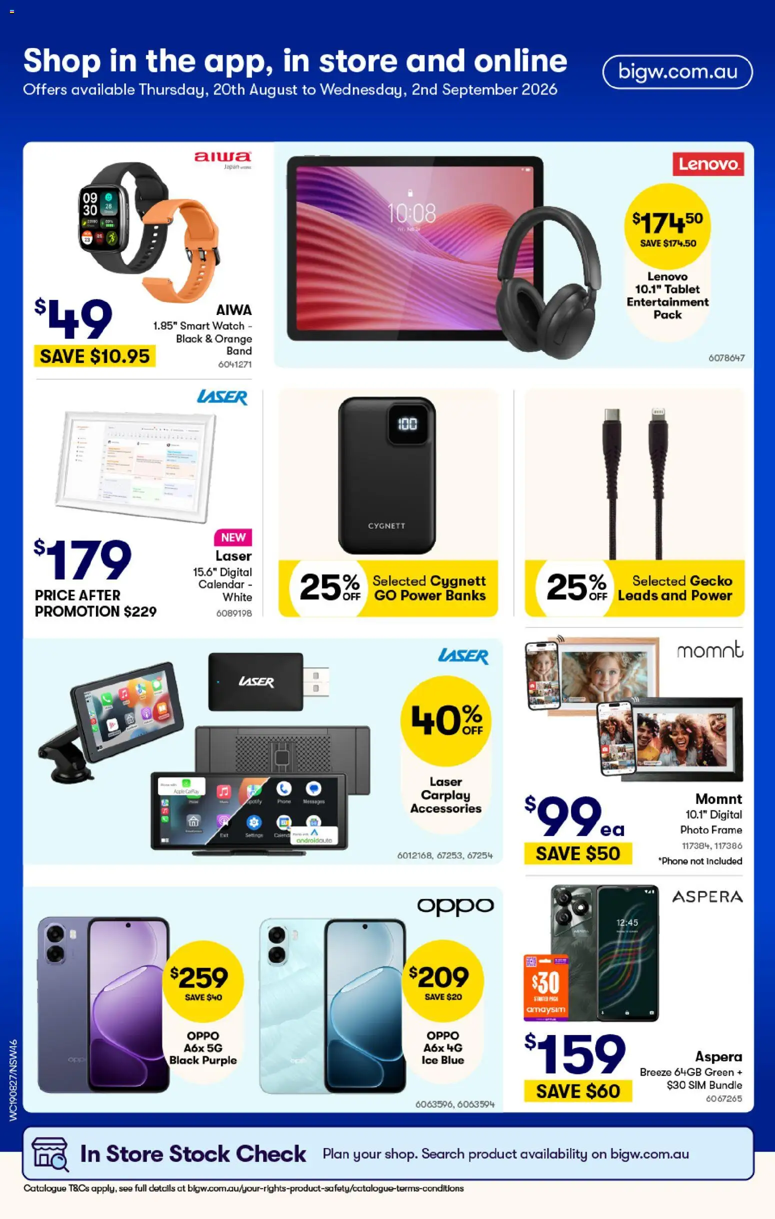 Woolworths catalogue - valid from 19/08/2026 | Page: 46 | Products: Photo frame, Digital, Watch, Tablet