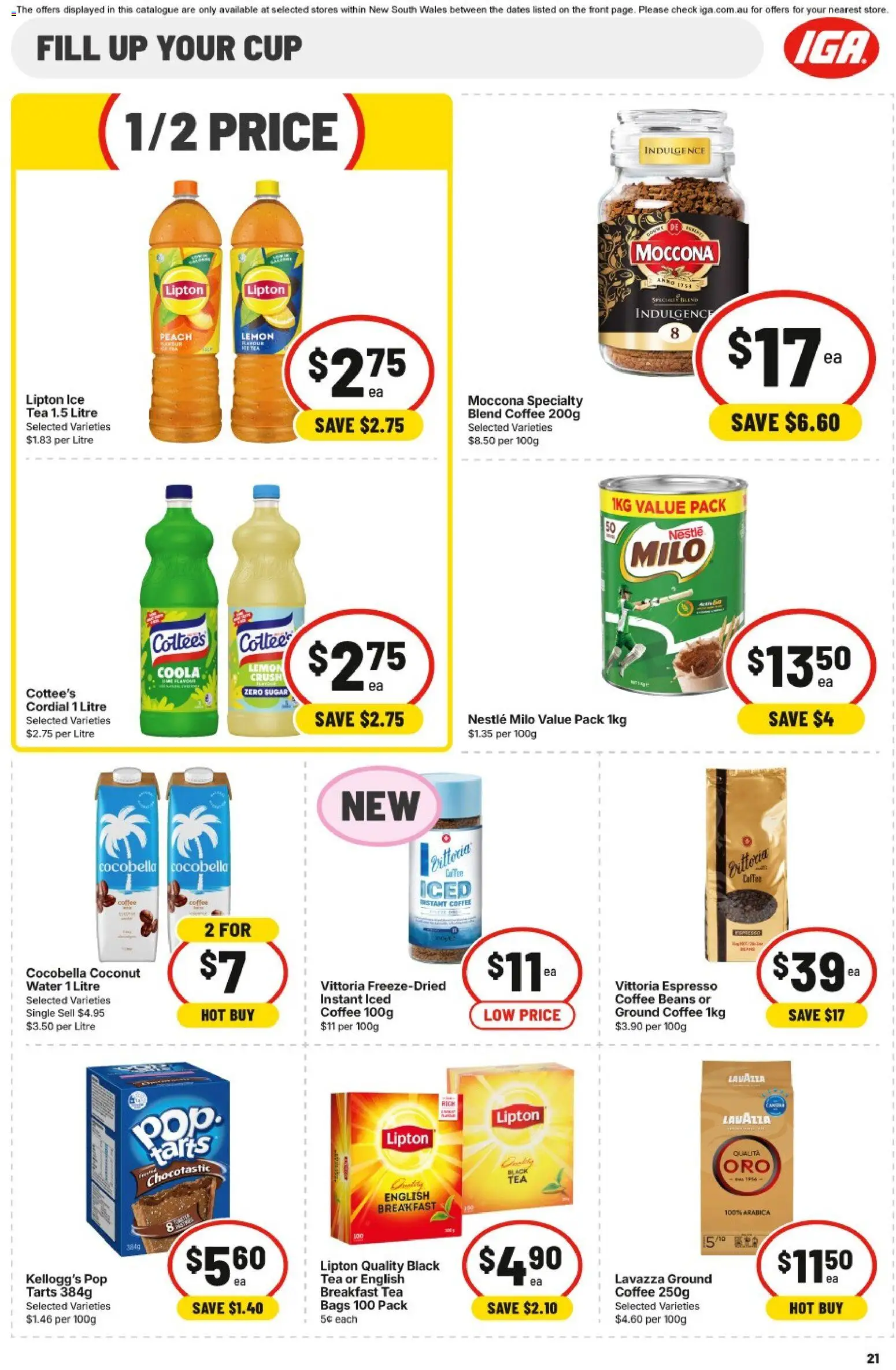 IGA catalogue - valid from 22/07/2026 | Page: 20 | Products: Coffee, Tea, Peach, Moccona
