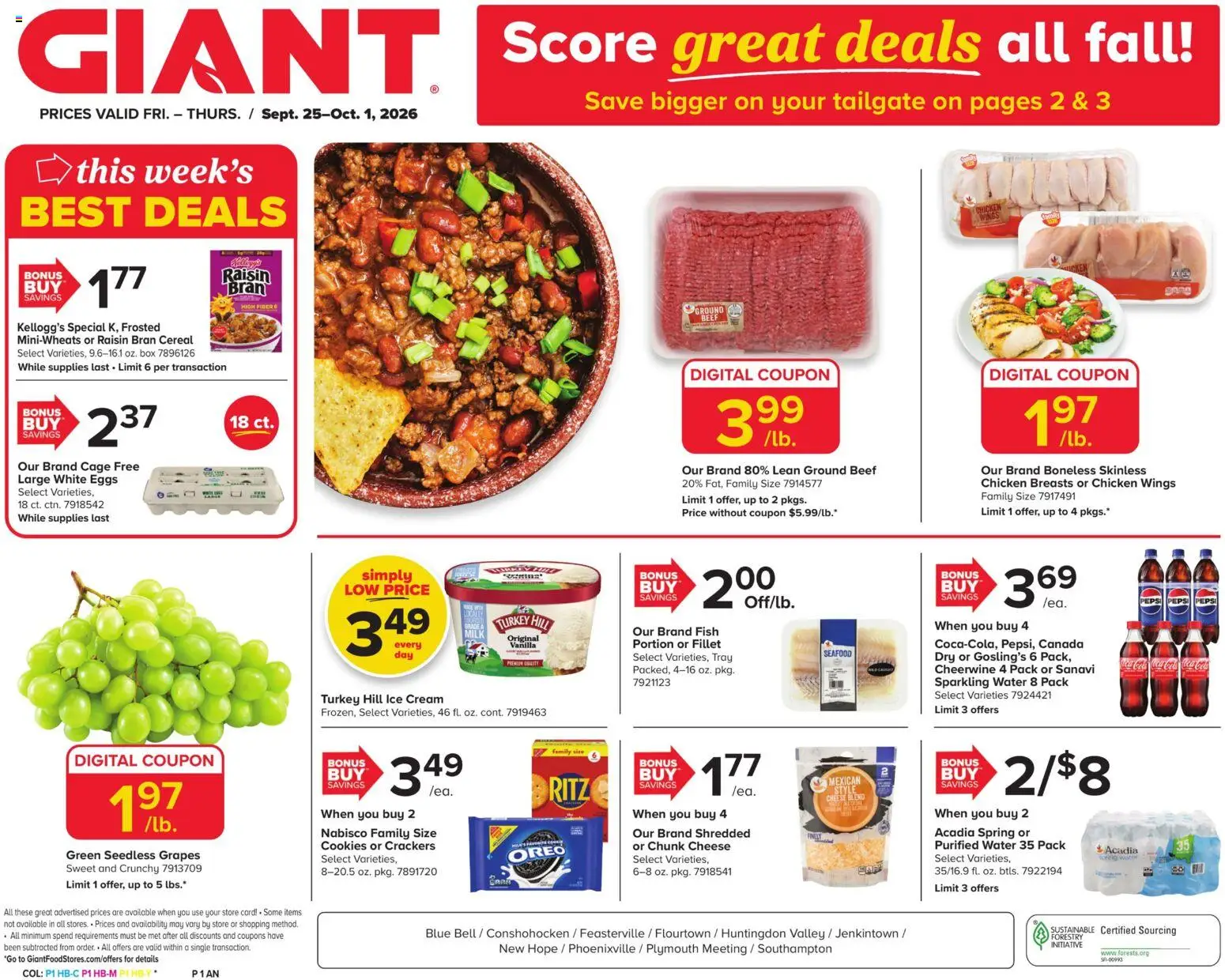 Giant Weekly Ad - valid from 09/25/2026 | Page: 1 | Products: Chicken, Seafood, Seedless grapes, Vanilla
