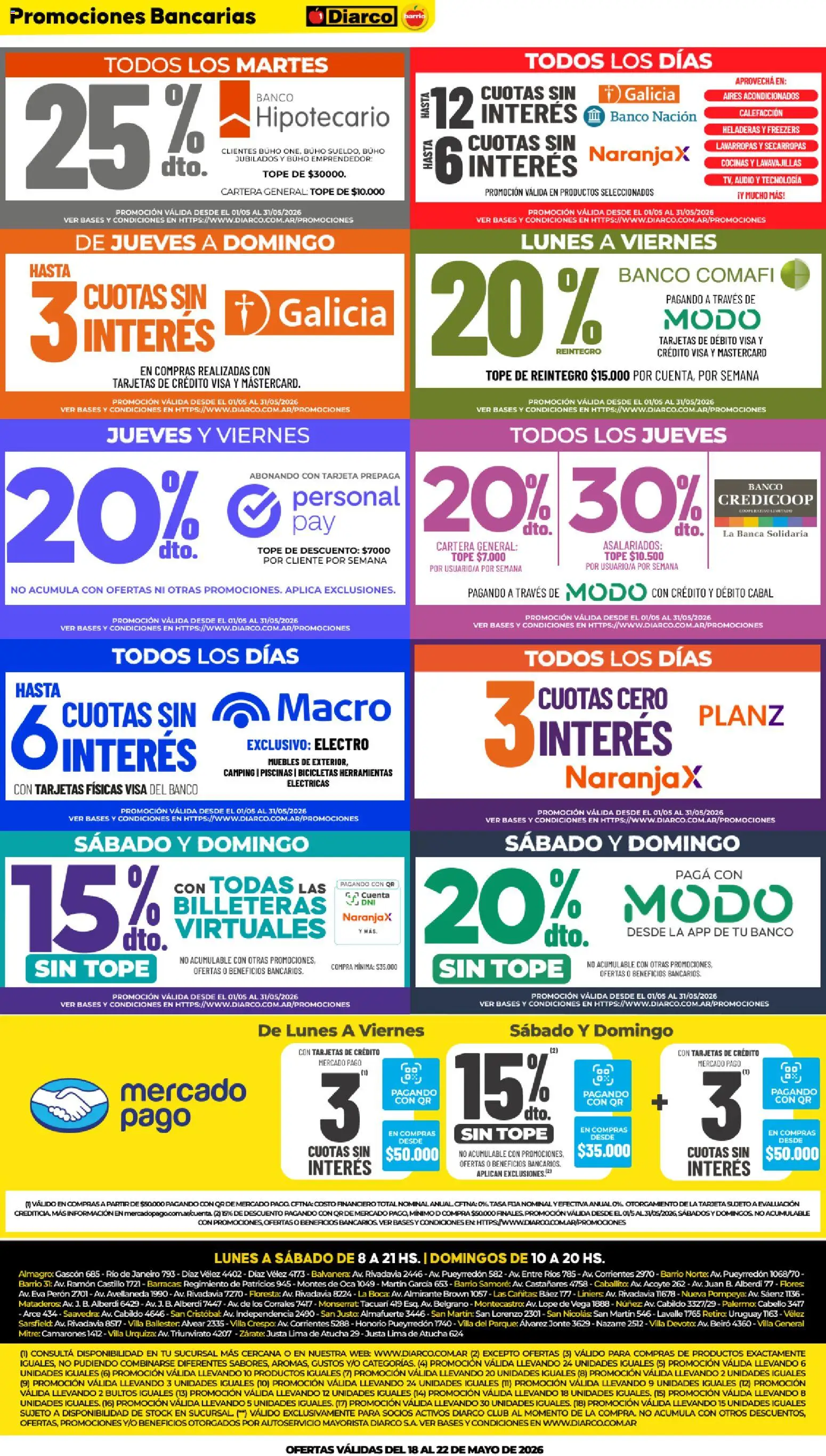 Diarco - Ofertas Diarco Barrio │ válido desde el 18.05.2026 | Página: 11 | Productos: Audio, Lavavajillas, Banco, General