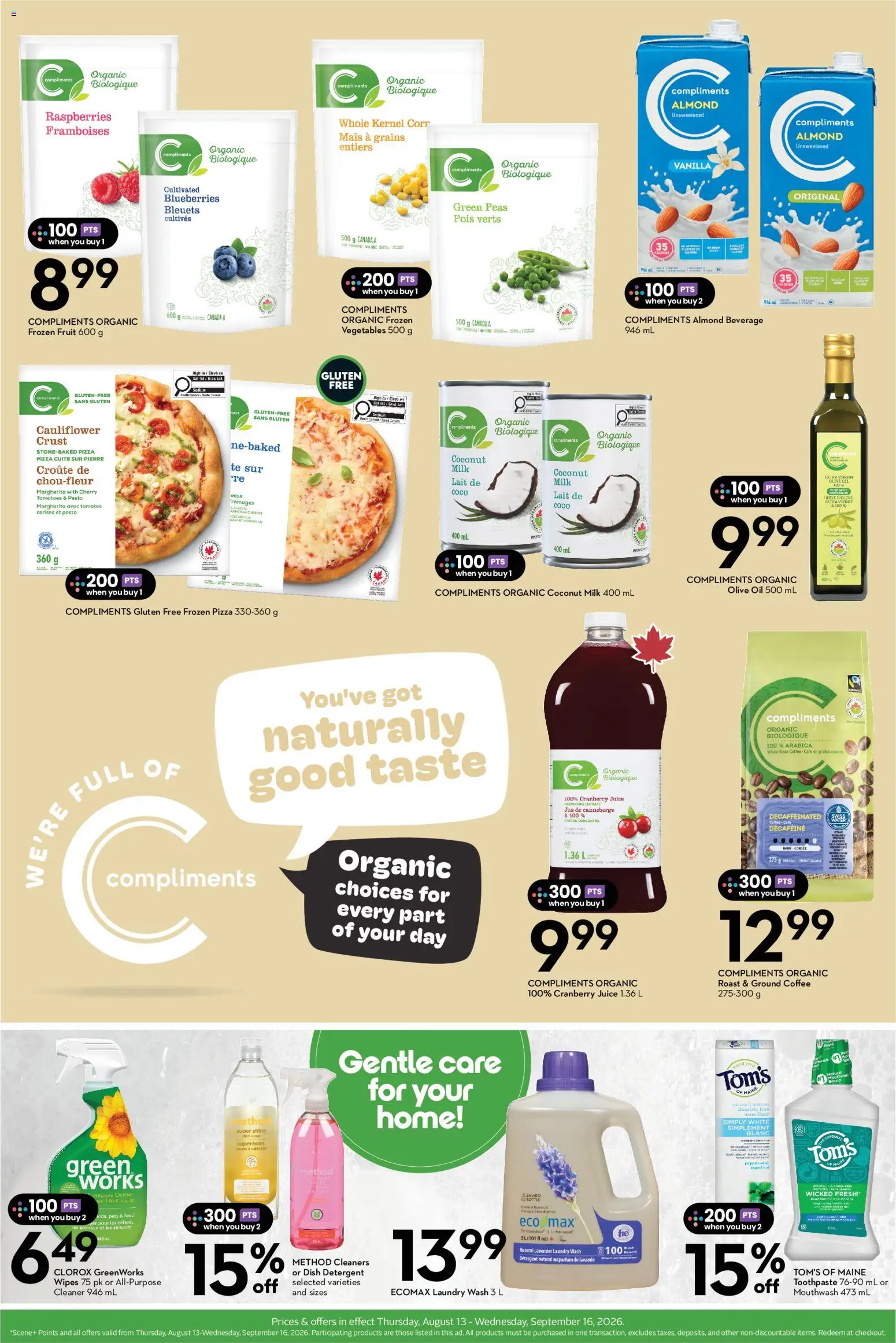 Sobeys flyer valid from Aug 13, 2026 | Page: 4 | Products: Fruit, Blueberries, Roast, Pizza