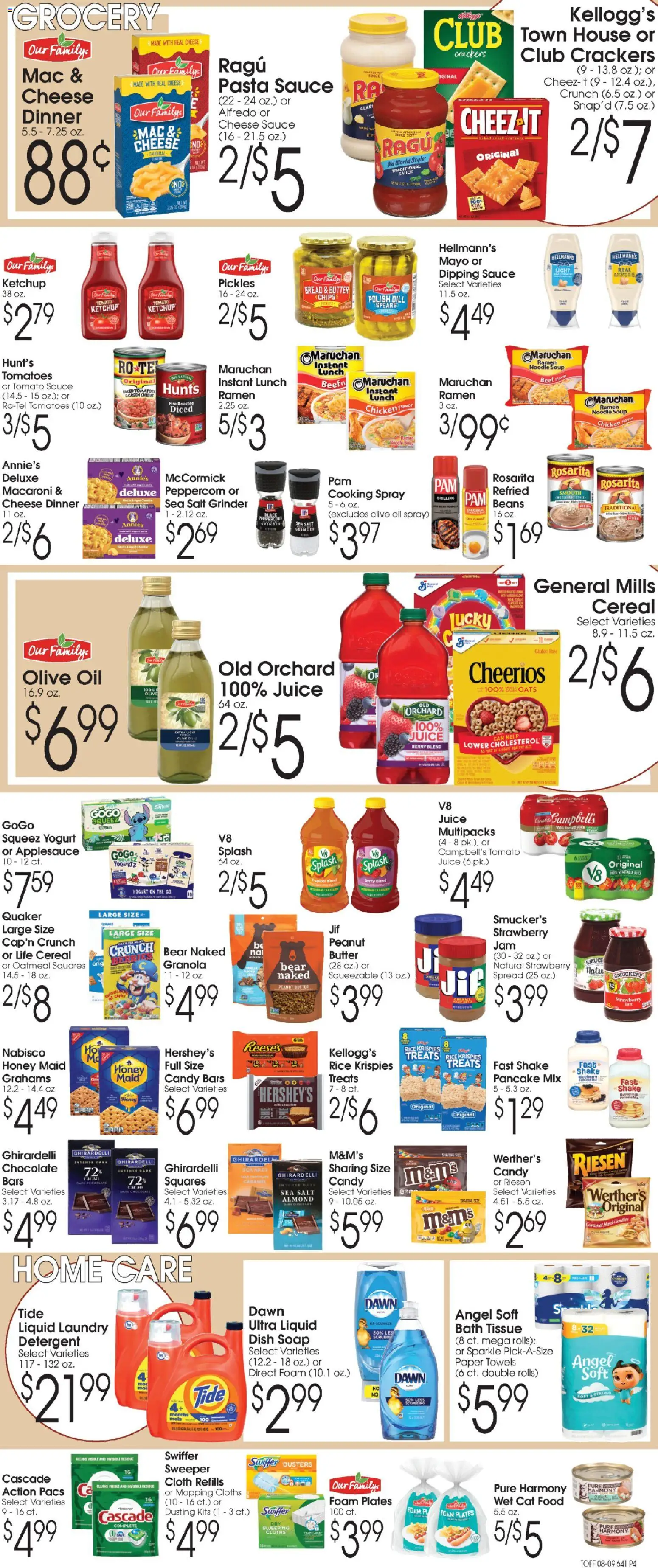 Family Fare Ad - valid from 08/09/2026 | Page: 4 | Products: Cheese, Olive oil, Soap, Paper towels