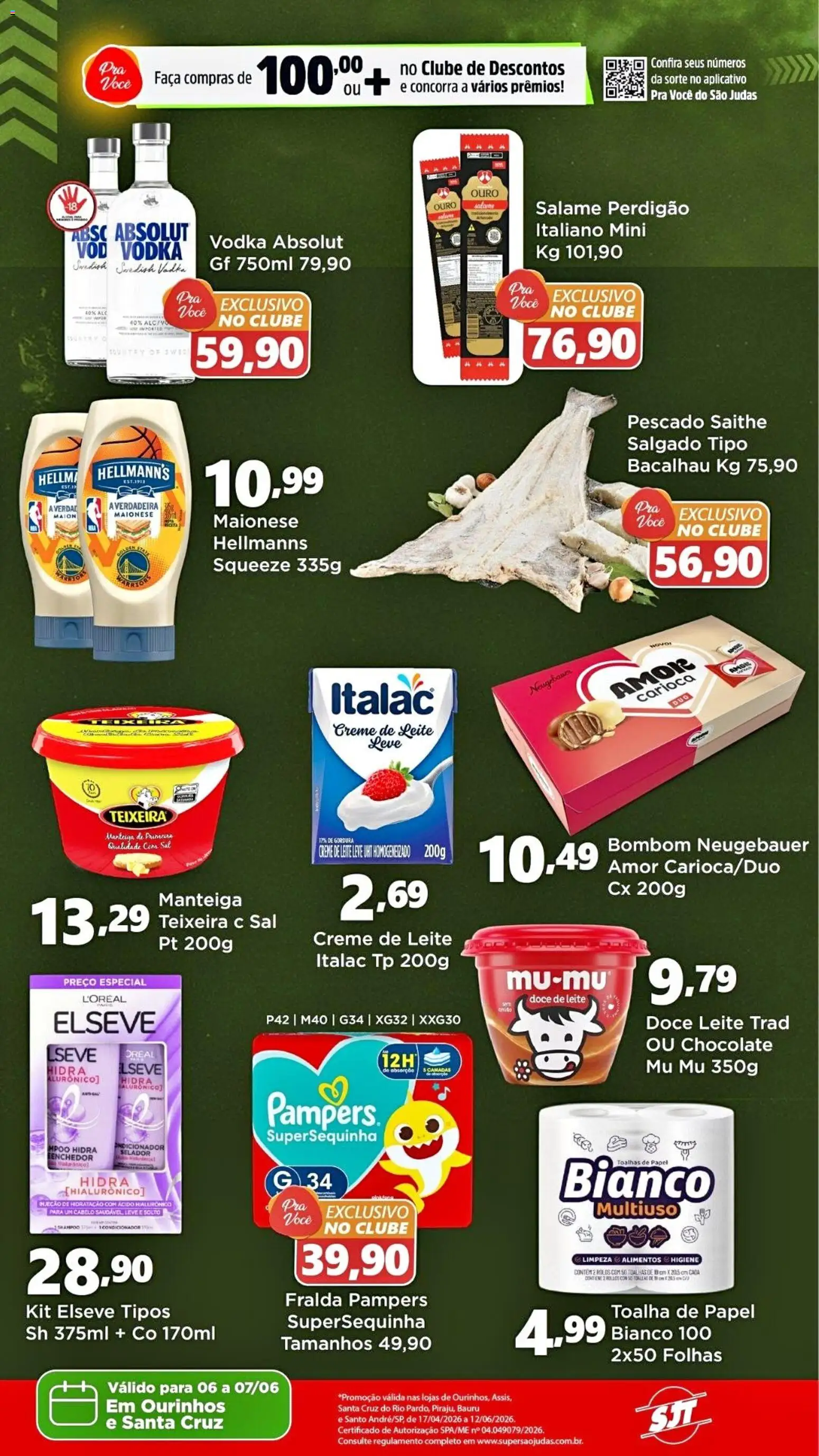 São Judas Tadeu Folheto - válido de 06.06.2026 | Página: 2 | Produtos: Pampers, Bacalhau, Sal, Maionese