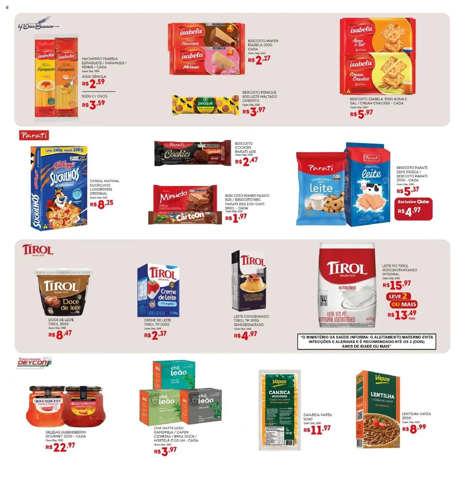 Bistek Supermercados Folheto - válido de 03.06.2026 | Página: 7 | Produtos: Chocolate, Sucrilhos, Doce de leite, Leite em pó