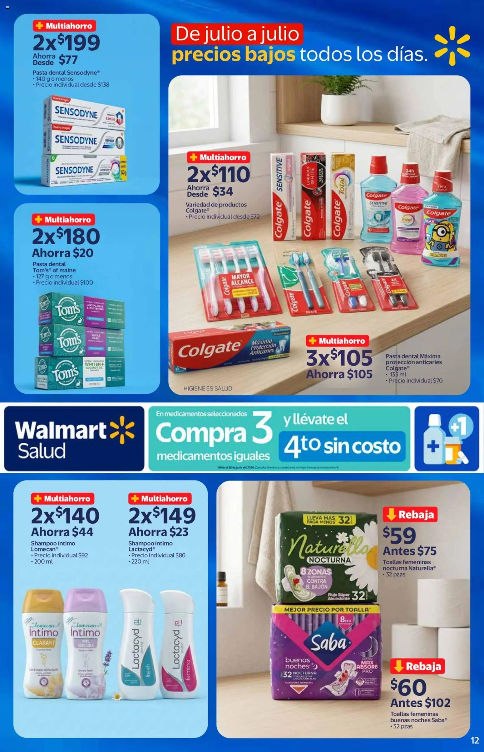 Nuevas ofertas de Walmart válidas en toda la República Mexicana desde el 03.06.2026. ¡Encuentra las mejores ofertas en Walmart folleto! | Página: 12 | Productos: Pasta dental, Pasta, Toalla, Toallas