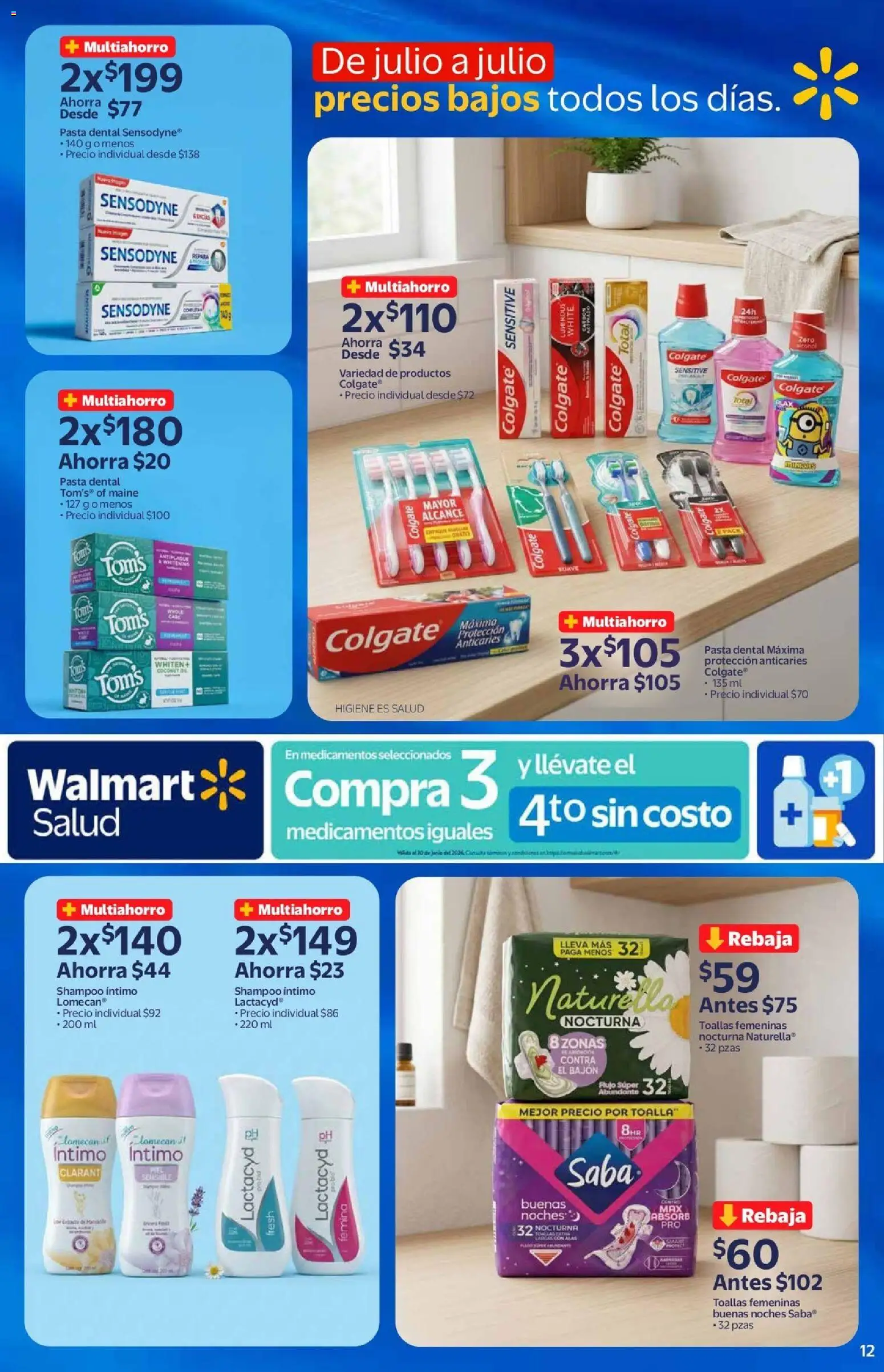 Nuevas ofertas de Walmart válidas en toda la República Mexicana desde el 03/06/2026. ¡Encuentra las mejores ofertas en Walmart folleto! | Página: 12 | Productos: Pasta dental, Pasta, Toalla, Toallas