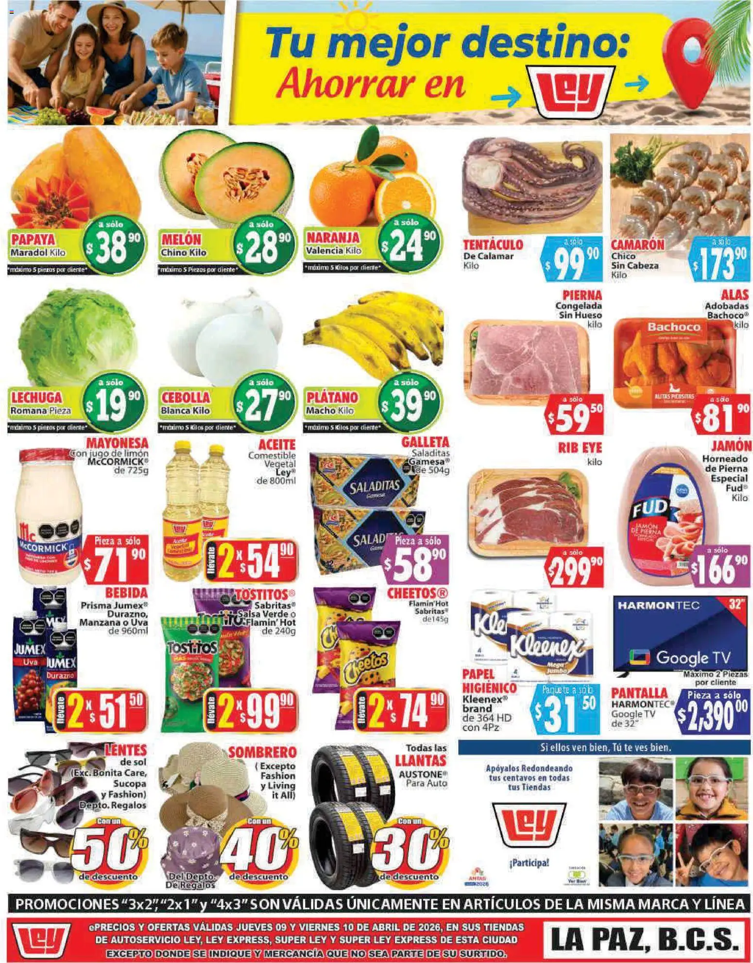 Nuevas ofertas de Casa Ley válidas en toda la República Mexicana desde el 09.04.2026. ¡Encuentra las mejores ofertas en Casa Ley folleto Autoservicio La Paz, BCS! | Página: 2 | Productos: Durazno, Limón, Aceite, Jugo