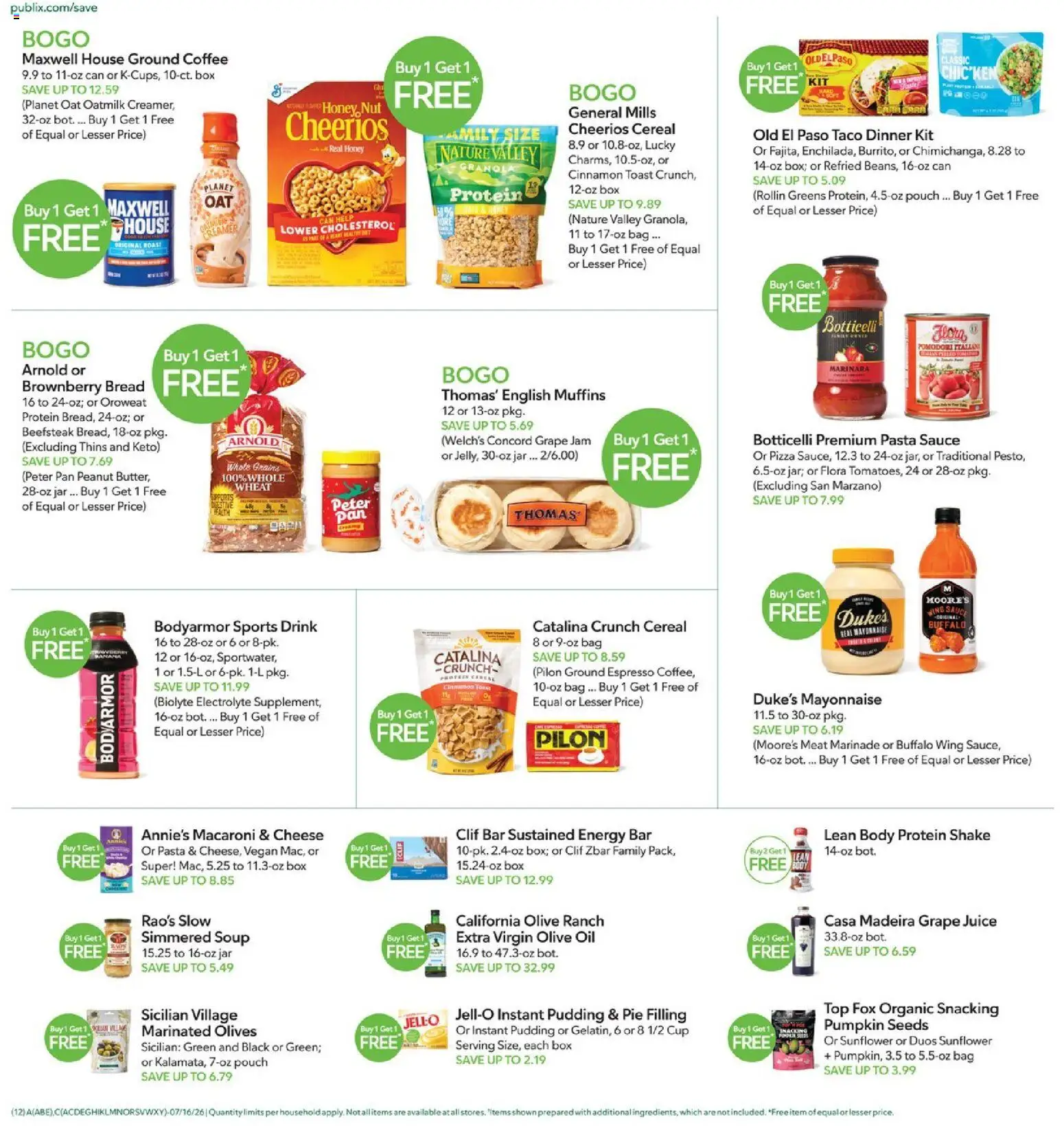 Publix Weekly Ad - valid from 07/15/2026 | Page: 12 | Products: Meat, Honey, Cheese, Ground coffee