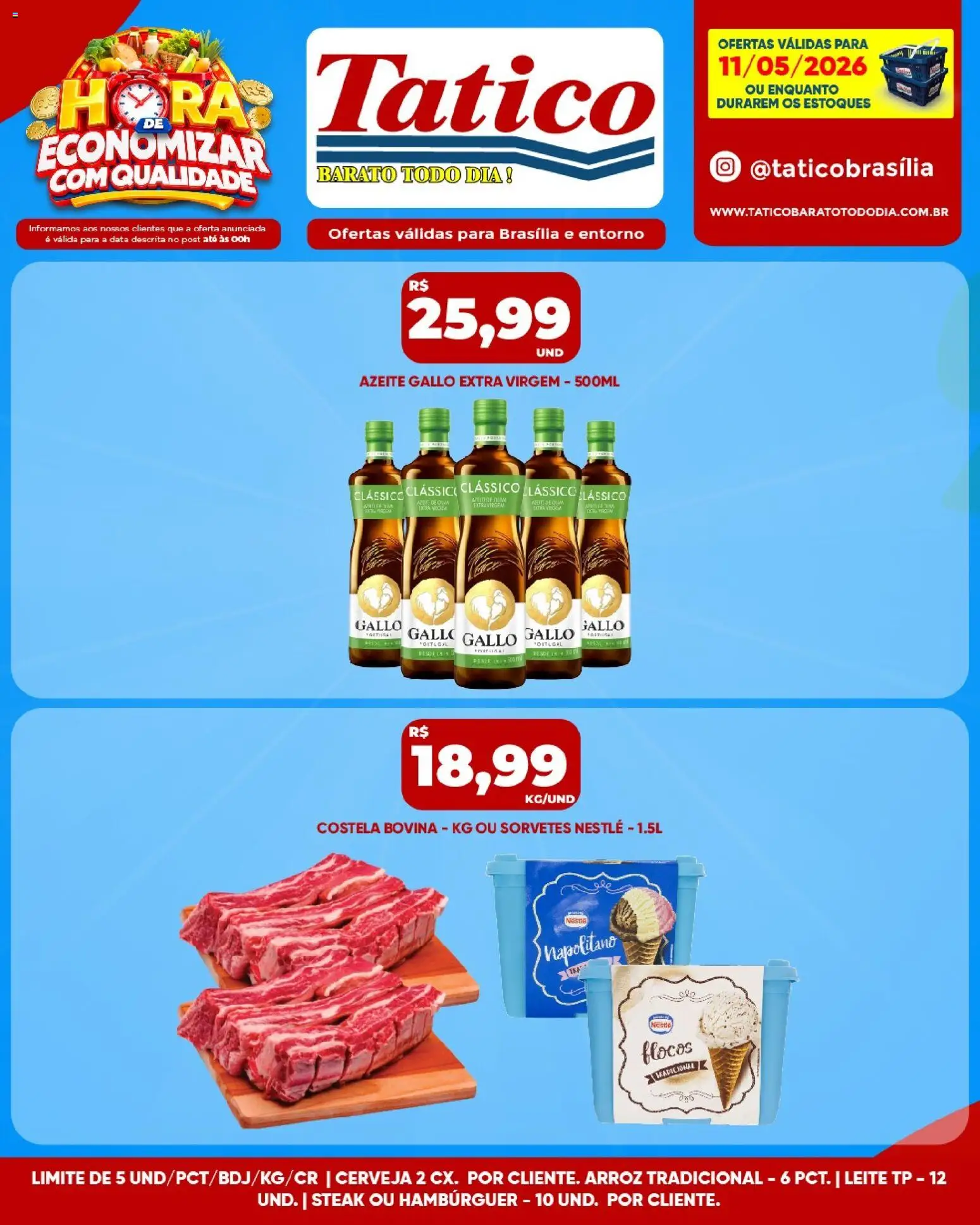 Tatico Folheto - válido de 11.05.2026 | Página: 12 | Produtos: Leite, Cerveja, Hambúrguer, Azeite