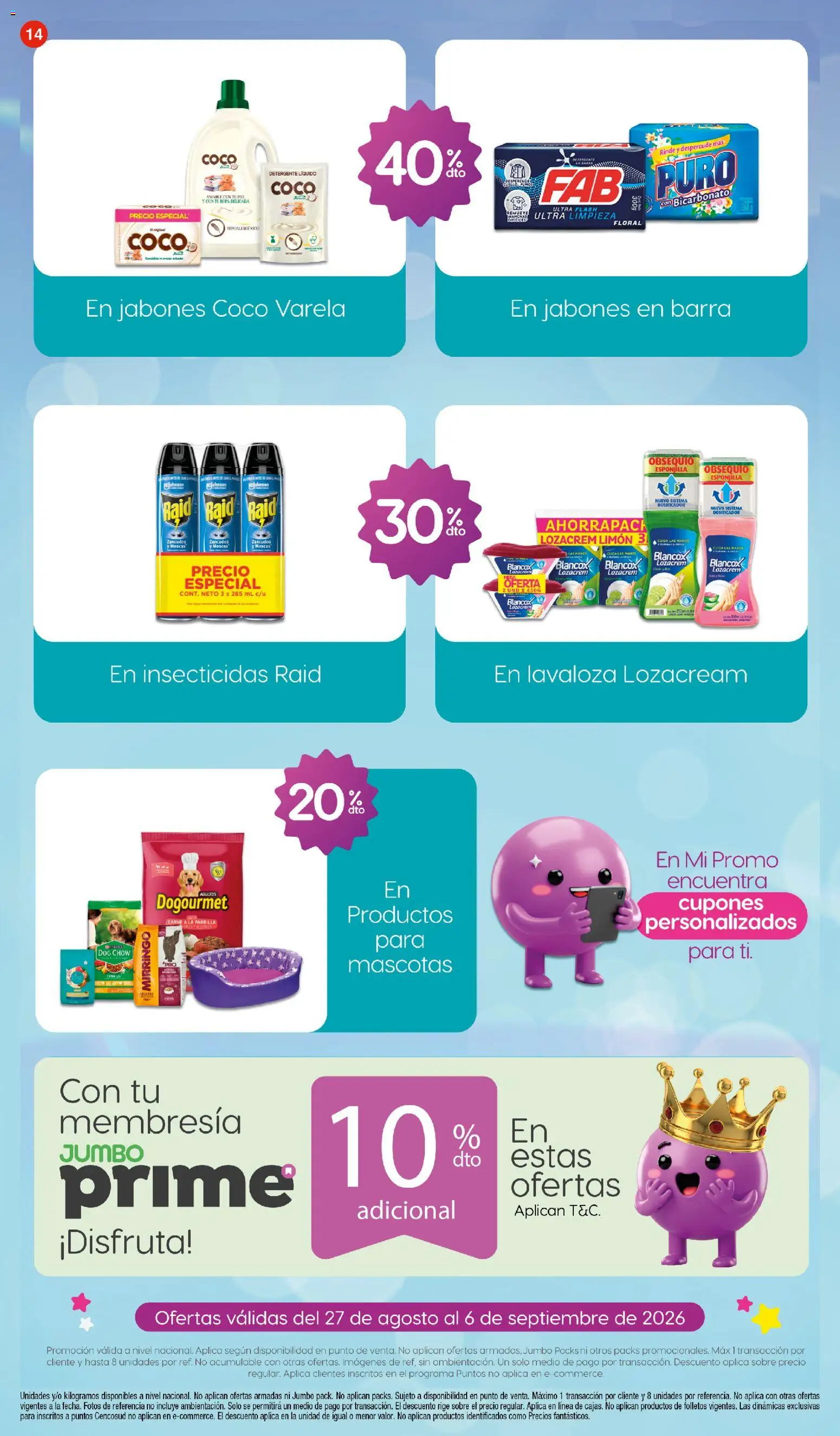 Jumbo revista - valida desde el 27/08/2026 | Página: 14 | Productos: Detergente líquido, Parrilla, Sobre, Coco