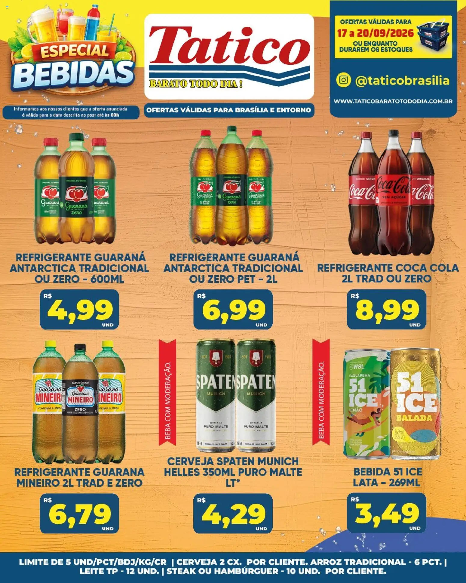 Tatico Folheto - válido de 19/09/2026 | Página: 28 | Produtos: Leite, Cerveja, Arroz, Bebida