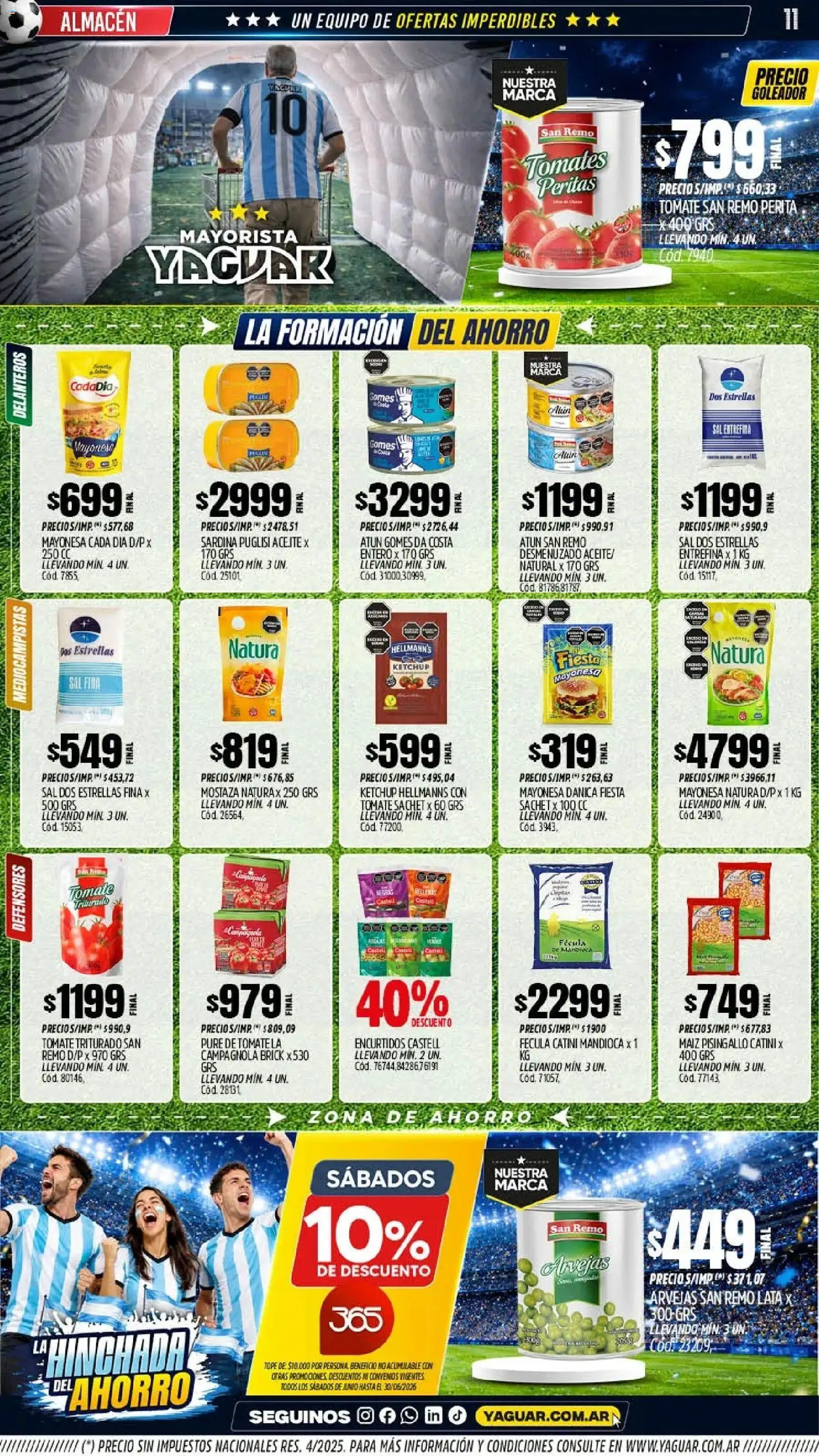 Yaguar - Oferta Semanal Chaco │ válido desde el 08.06.2026 | Página: 11 | Productos: Aceite, Mayonesa, Ketchup, Tomate