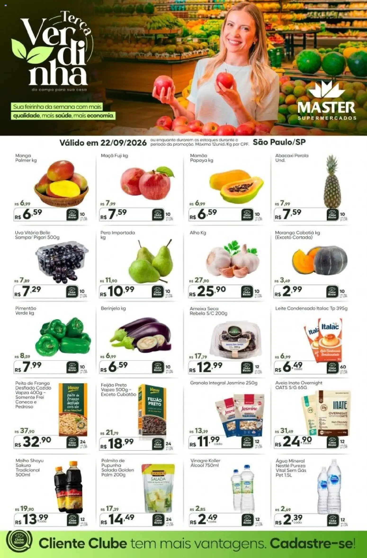 Master Folheto - válido de 22/09/2026 | Página: 1 | Produtos: Pera, Mamão, Aveia, Ameixa