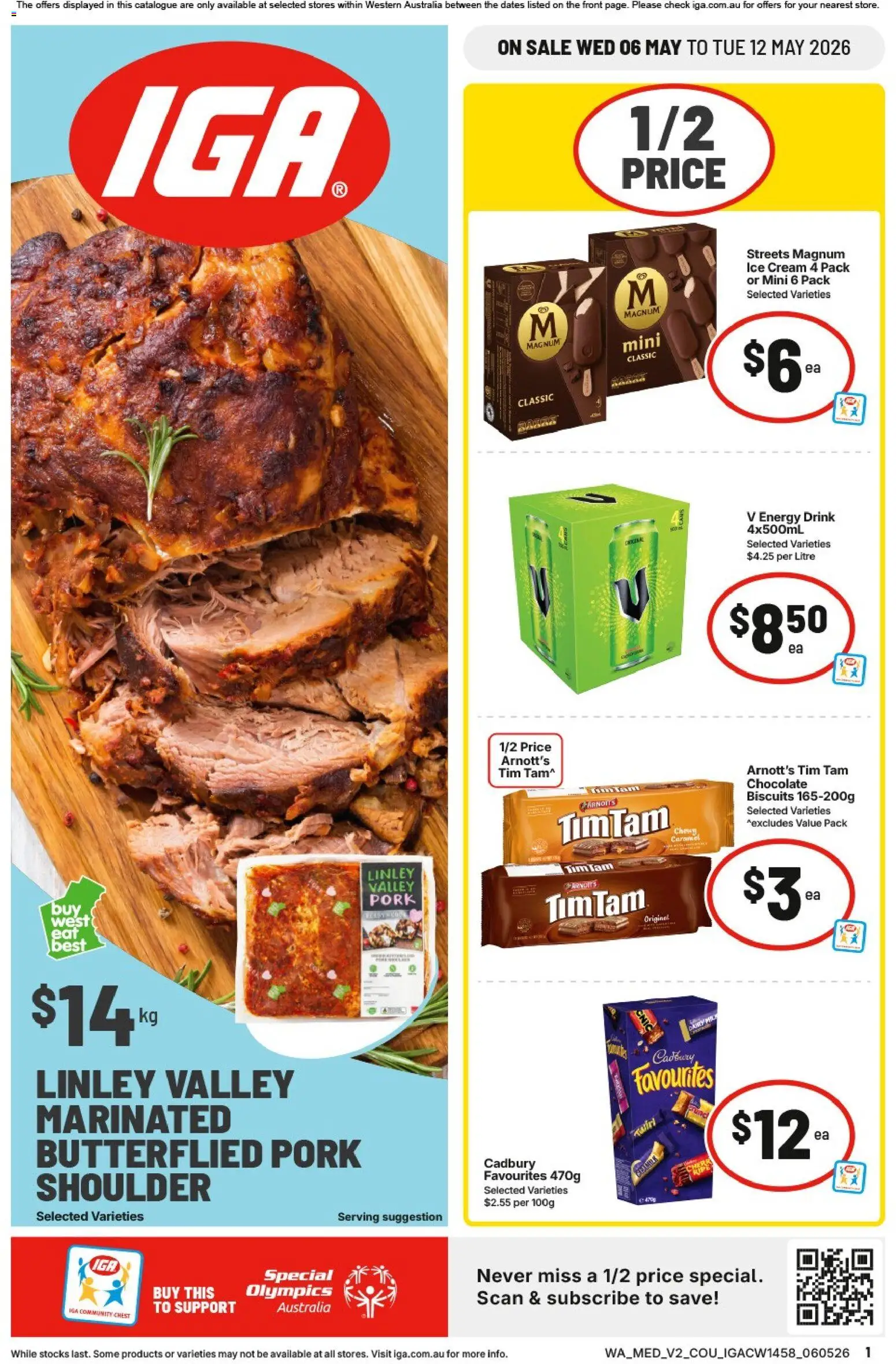IGA catalogue - valid from 06.05.2026 | Page: 1 | Products: Energy drink, Chocolate, Pork, Ice cream
