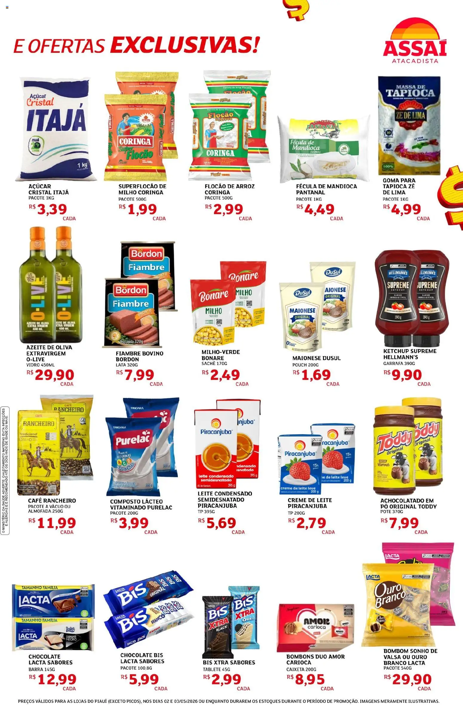 Assaí Atacadista Folheto - válido de 02.05.2026 | Página: 3 | Produtos: Tapioca, Leite, Café, Chocolate