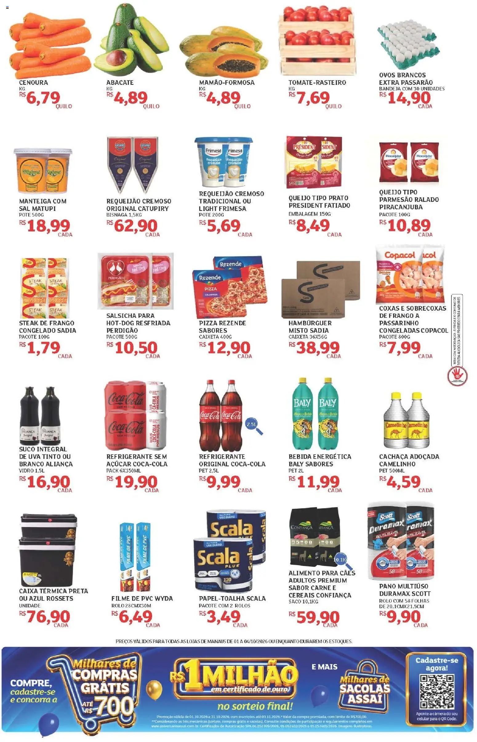 Assaí Atacadista Folheto - válido de 01/10/2026 | Página: 3 | Produtos: Catupiry, Hambúrguer, Bebida, Requeijão