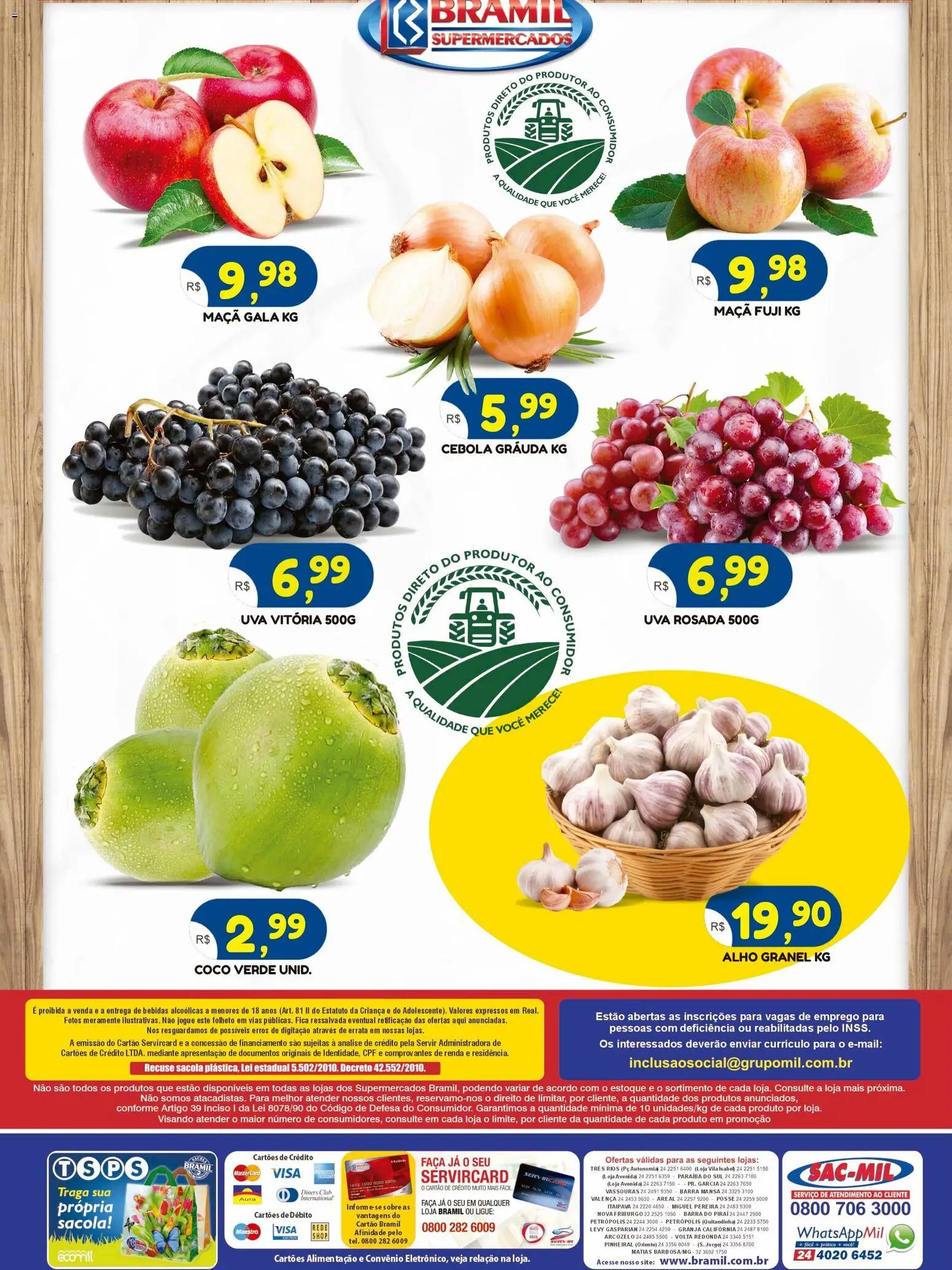 Bramil Supermercados Folheto - válido de 18/08/2026 | Página: 2 | Produtos: Coco, Cebola, Uva, Faca
