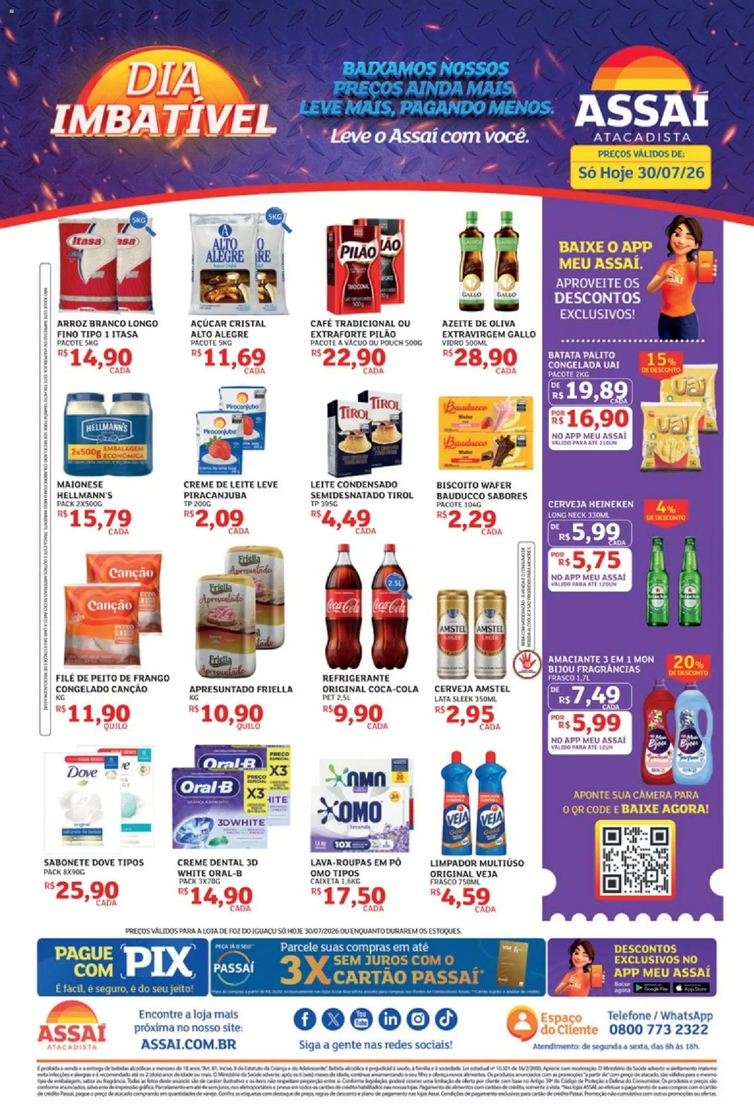 Assaí Atacadista Folheto - válido de 30/07/2026 | Página: 1 | Produtos: Leite, Café, Cerveja, Maionese