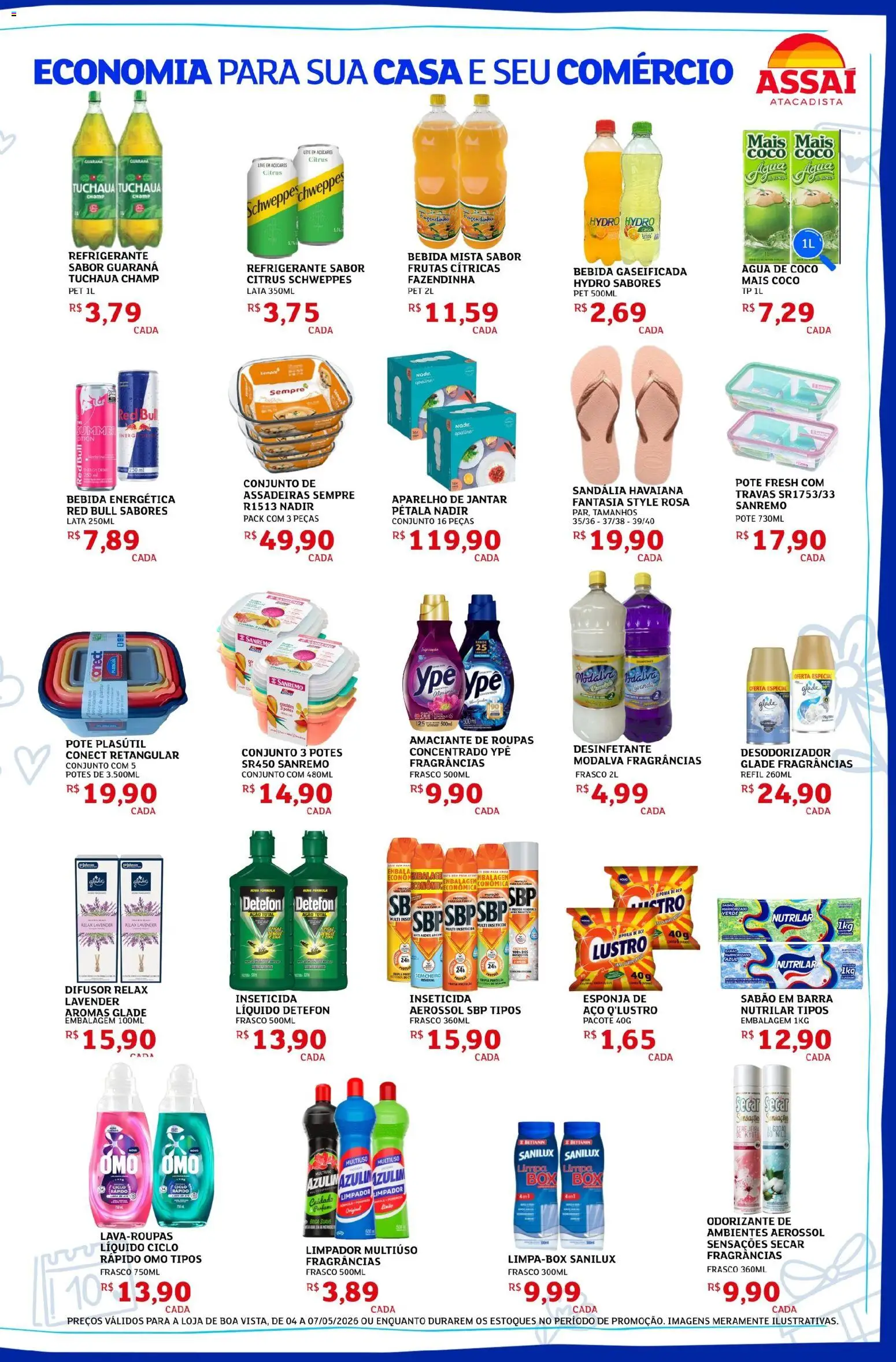Assaí Atacadista Folheto - válido de 04.05.2026 | Página: 3 | Produtos: Desodorizador glade, Limpador multiuso, Fantasia, Roupas