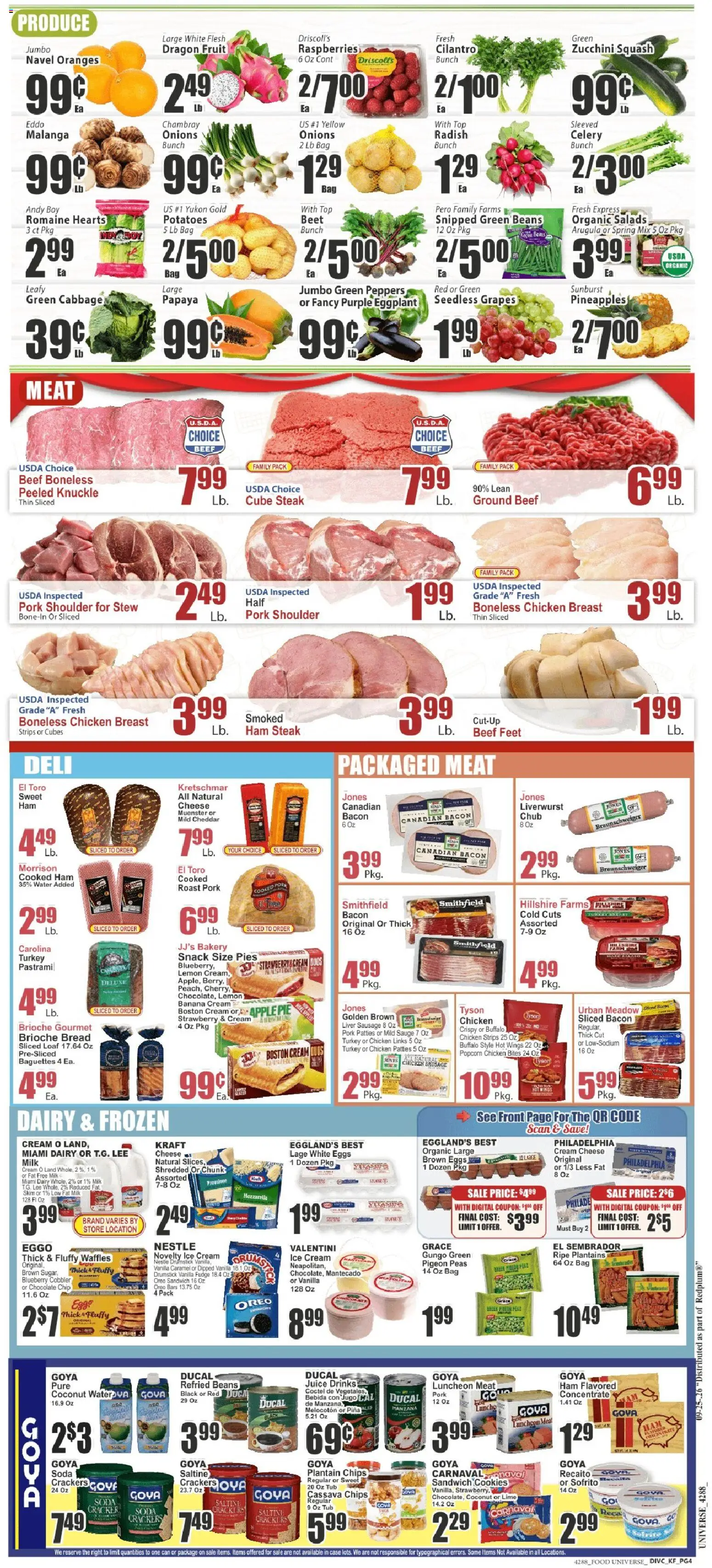 Food Universe Weekly Ad - valid from 09/25/2026 | Page: 4 | Products: Raspberries, Squash, Chocolate Chip, Vanilla