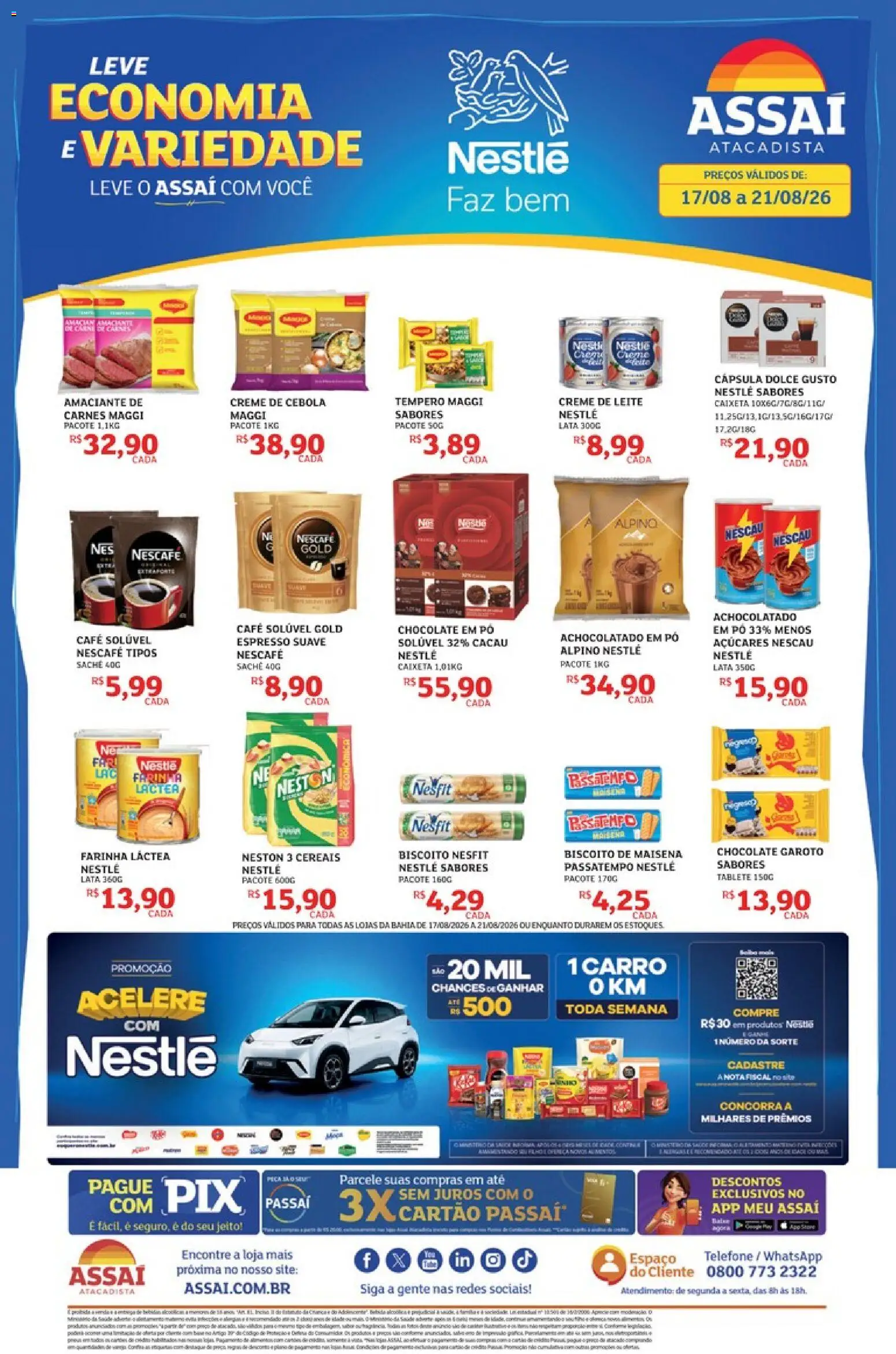 Assaí Atacadista Folheto - válido de 17/08/2026 | Página: 1 | Produtos: Creme, Telefone, Amaciante, Café solúvel