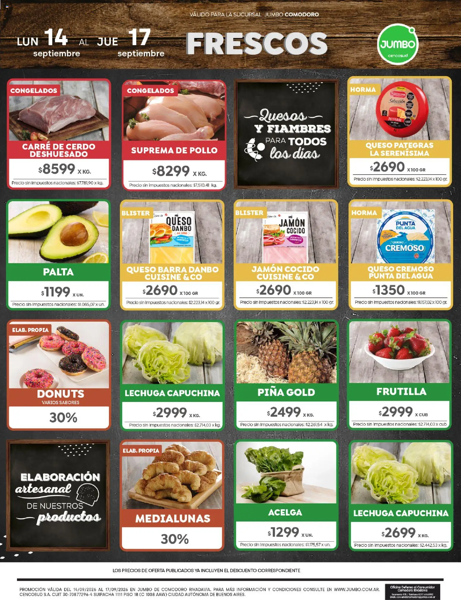 Jumbo - Ofertas | Comodoro │ válido desde el 14/09/2026 | Página: 1 | Productos: Pollo, Frutilla, Jamón, Piña