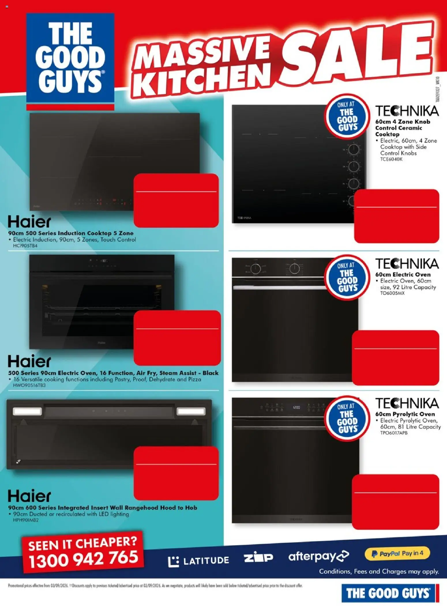 The Good Guys catalogue - valid from 03/09/2026 | Page: 4 | Products: Hob, Pizza, Oven, Cooktop