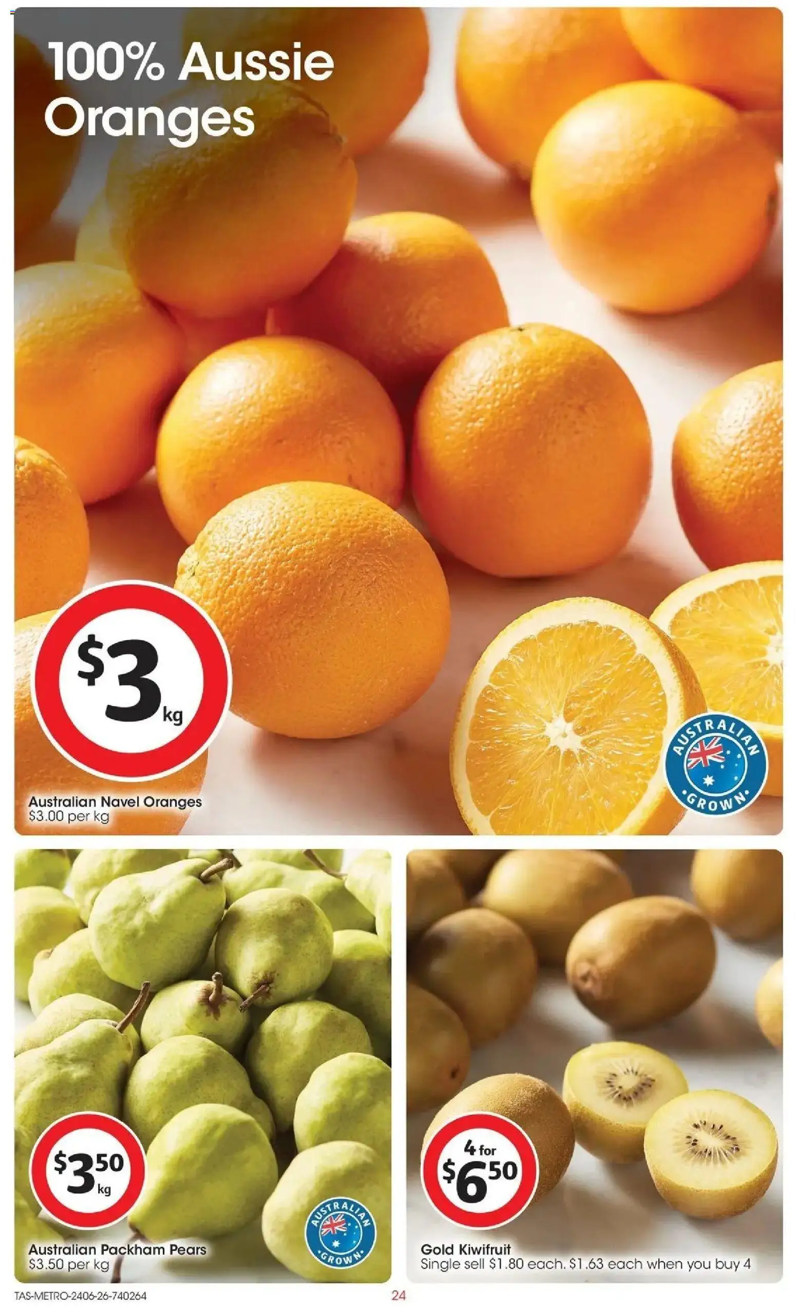 Coles catalogue - valid from 24/06/2026 | Page: 24 | Products: Oranges, Kiwifruit