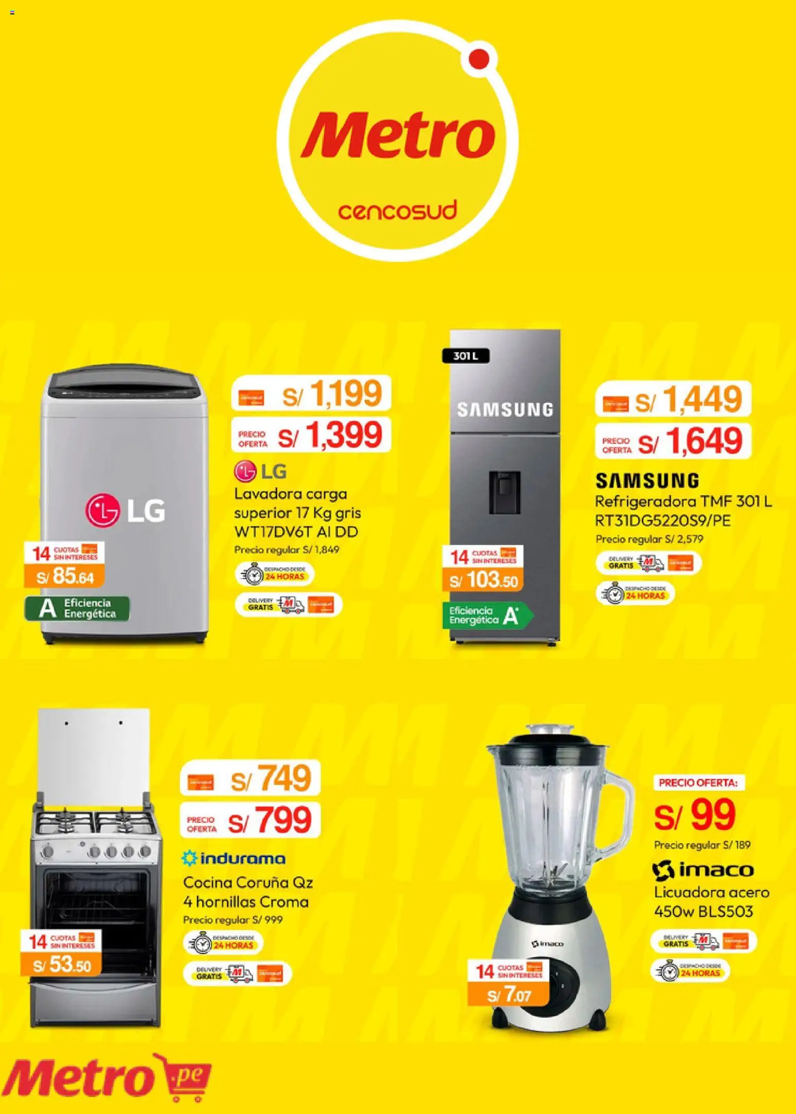 Catálogo Metro válido desde 25.05.2026 | Página: 5 | Productos: Lavadora, Cocina, Licuadora