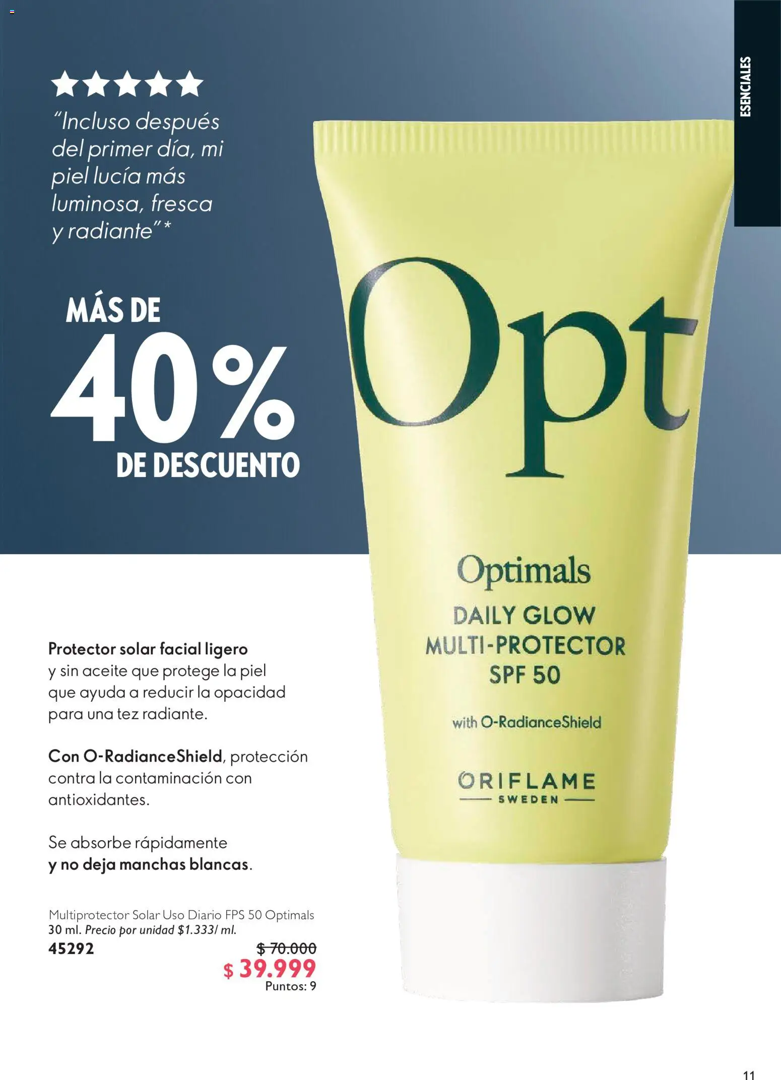 Oriflame revista - valida desde el 20/06/2026 | Página: 11 | Productos: Protector solar, Aceite