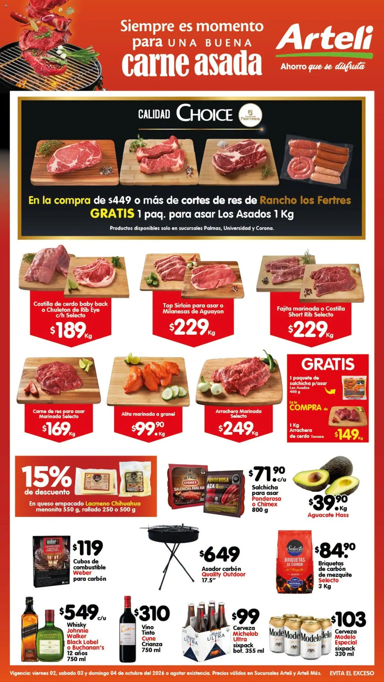 Nuevas ofertas de Arteli válidas en toda la República Mexicana desde el 02/10/2026. ¡Encuentra las mejores ofertas en Arteli folleto Carne Arteli! | Página: 1