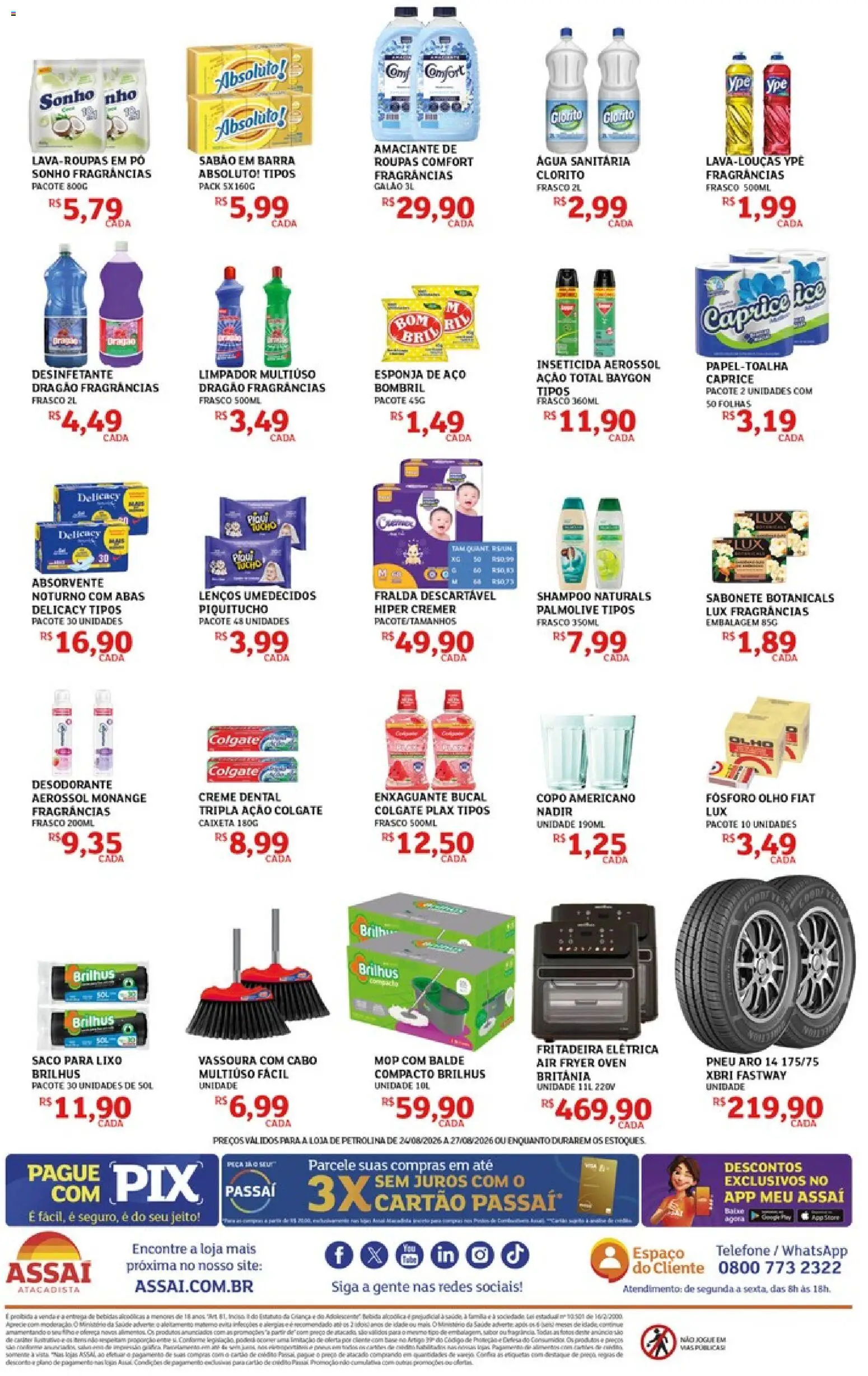 Assaí Atacadista Folheto - válido de 24/08/2026 | Página: 4 | Produtos: Shampoo, Fósforo, Desodorante, Água