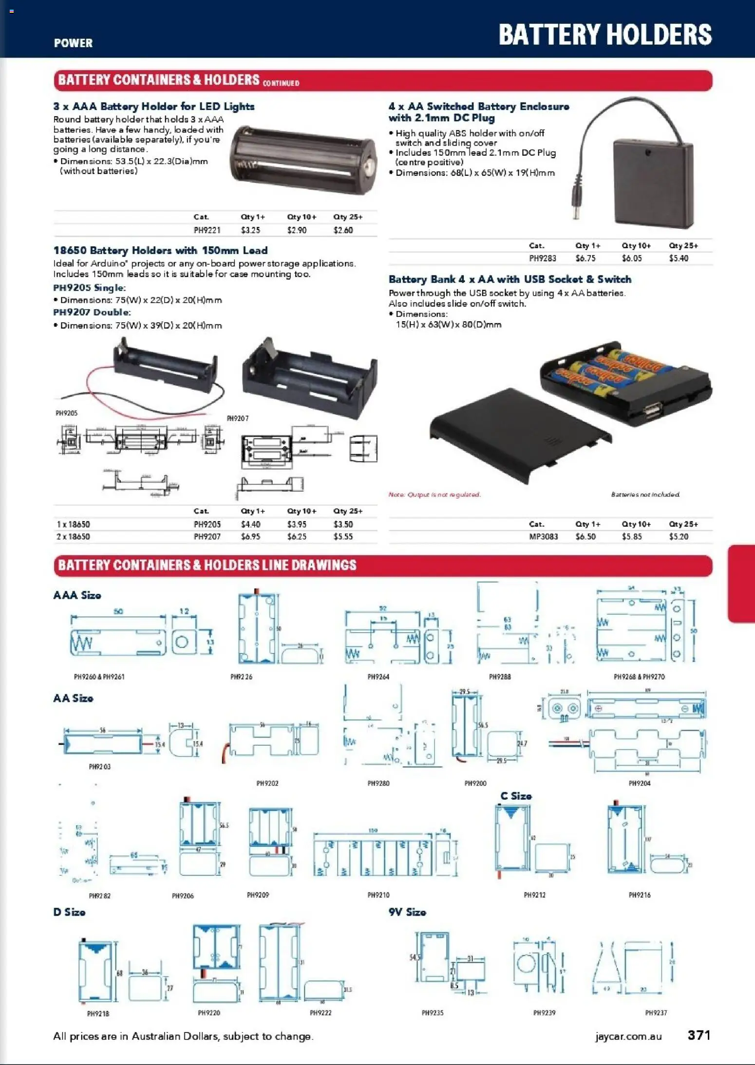 Jaycar catalogue - valid from 31/08/2026 | Page: 369 | Products: Battery, AAA battery, Batteries, Usb