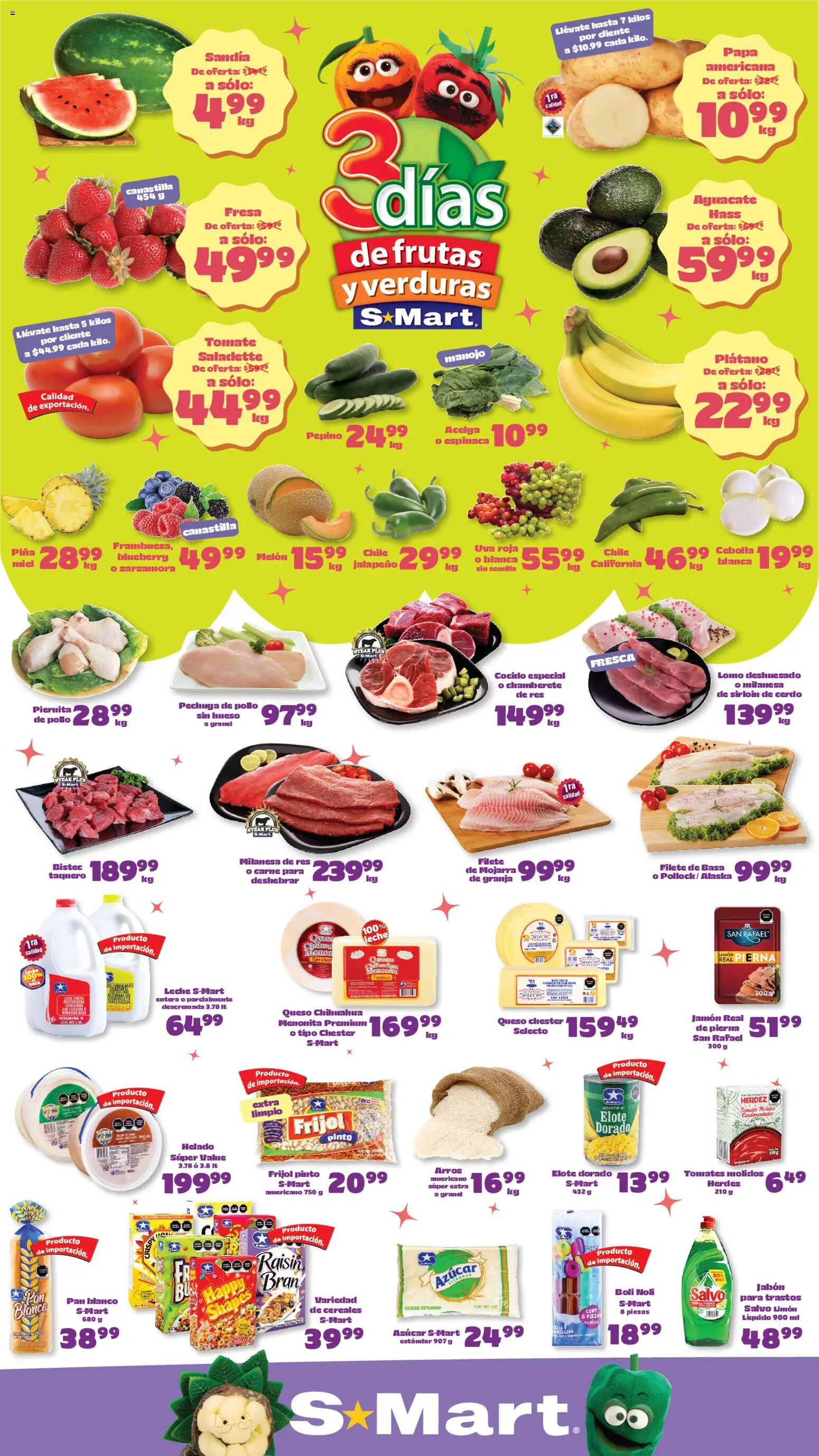 Nuevas ofertas de S-Mart válidas en toda la República Mexicana desde el 19.05.2026. ¡Encuentra las mejores ofertas en S-Mart folleto Juárez! | Página: 1 | Productos: Melón, Limón, Tomates, Jabón