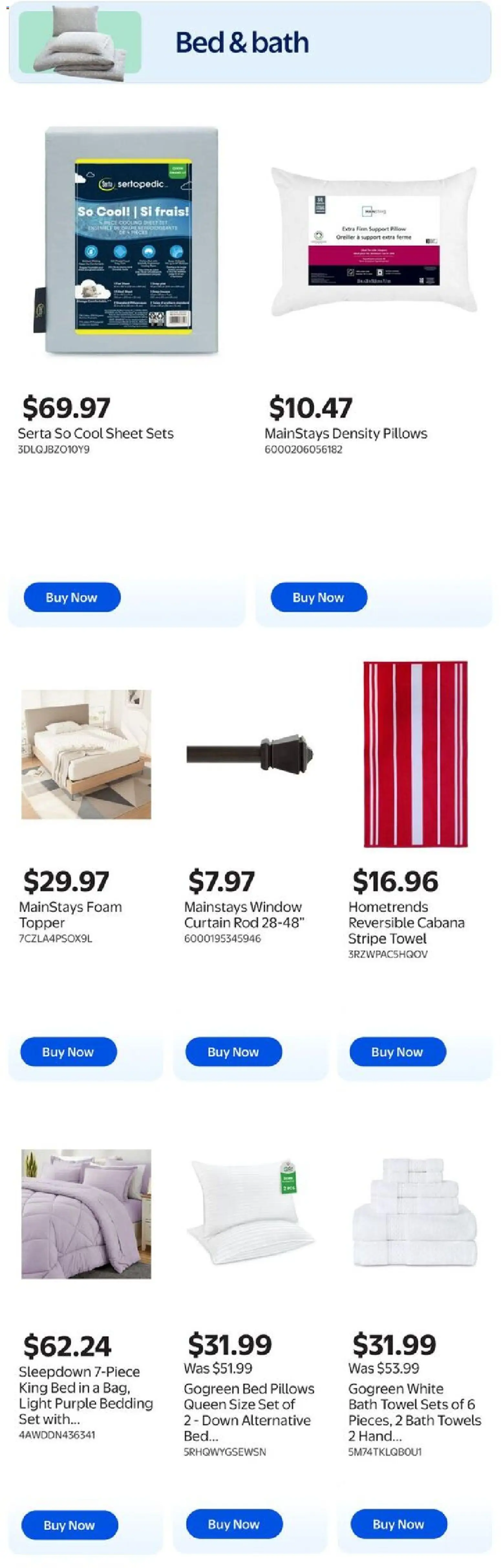 Walmart flyer valid from 07.05.2026 | Page: 6 | Products: Bed, Bath