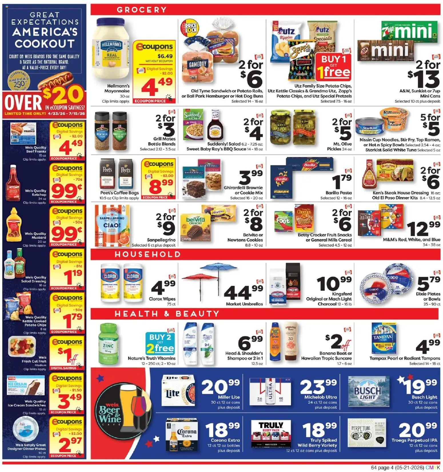 Weis Weekly Circular - NY - valid from 21.05.2026 | Page: 4 | Products: Shampoo, Coffee, Wine, Ice cream