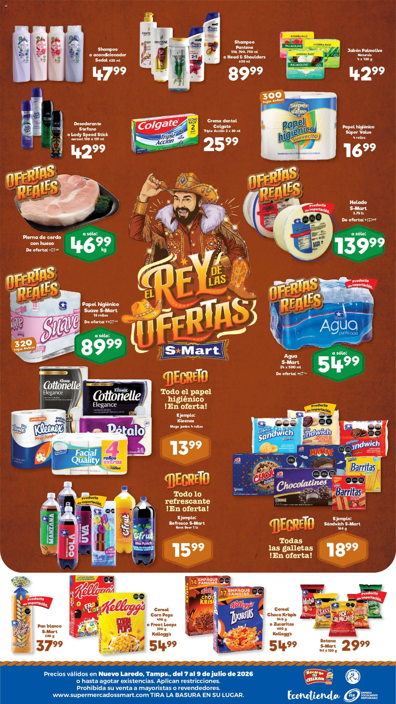 Nuevas ofertas de S-Mart válidas en toda la República Mexicana desde el 07/07/2026. ¡Encuentra las mejores ofertas en S-Mart folleto Nuevo Laredo! | Página: 2 | Productos: Pan, Cerdo, Helado, Papel higiénico