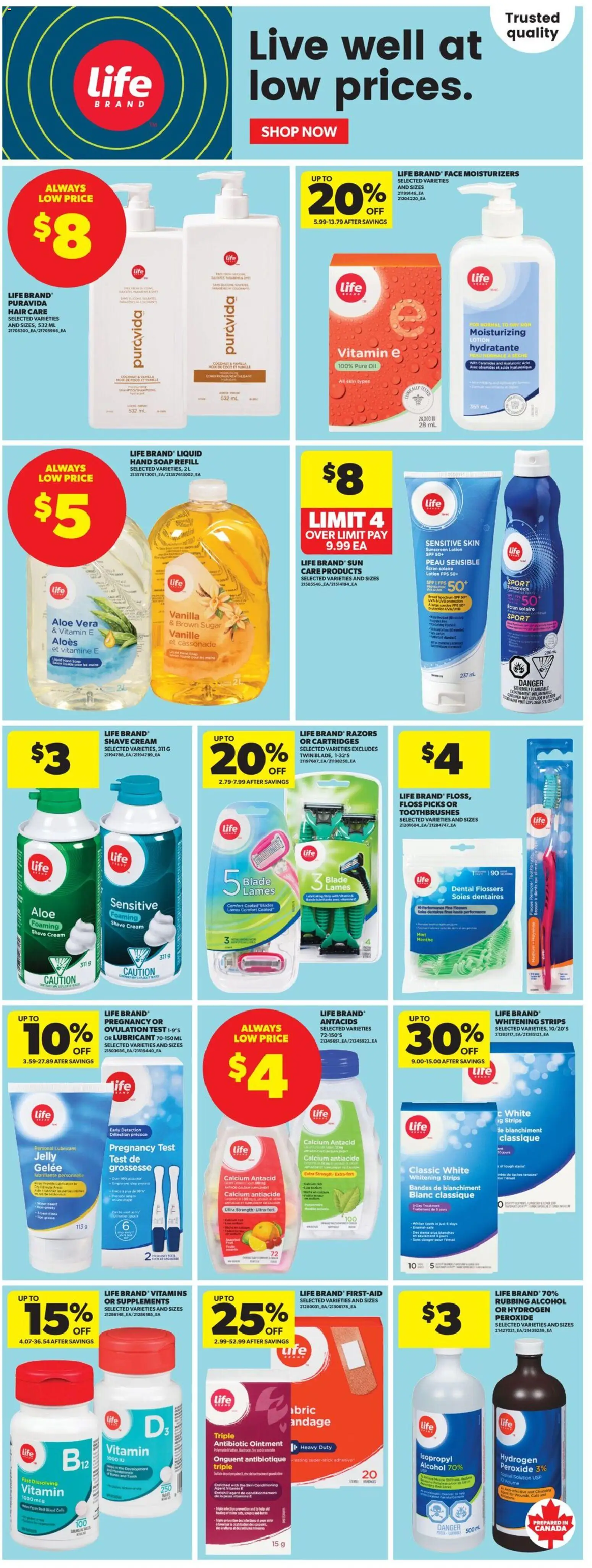 Real Canadian Superstore flyer valid from Aug 13, 2026 | Page: 9 | Products: Toothbrush, Aloe vera, Strips, Pregnancy test