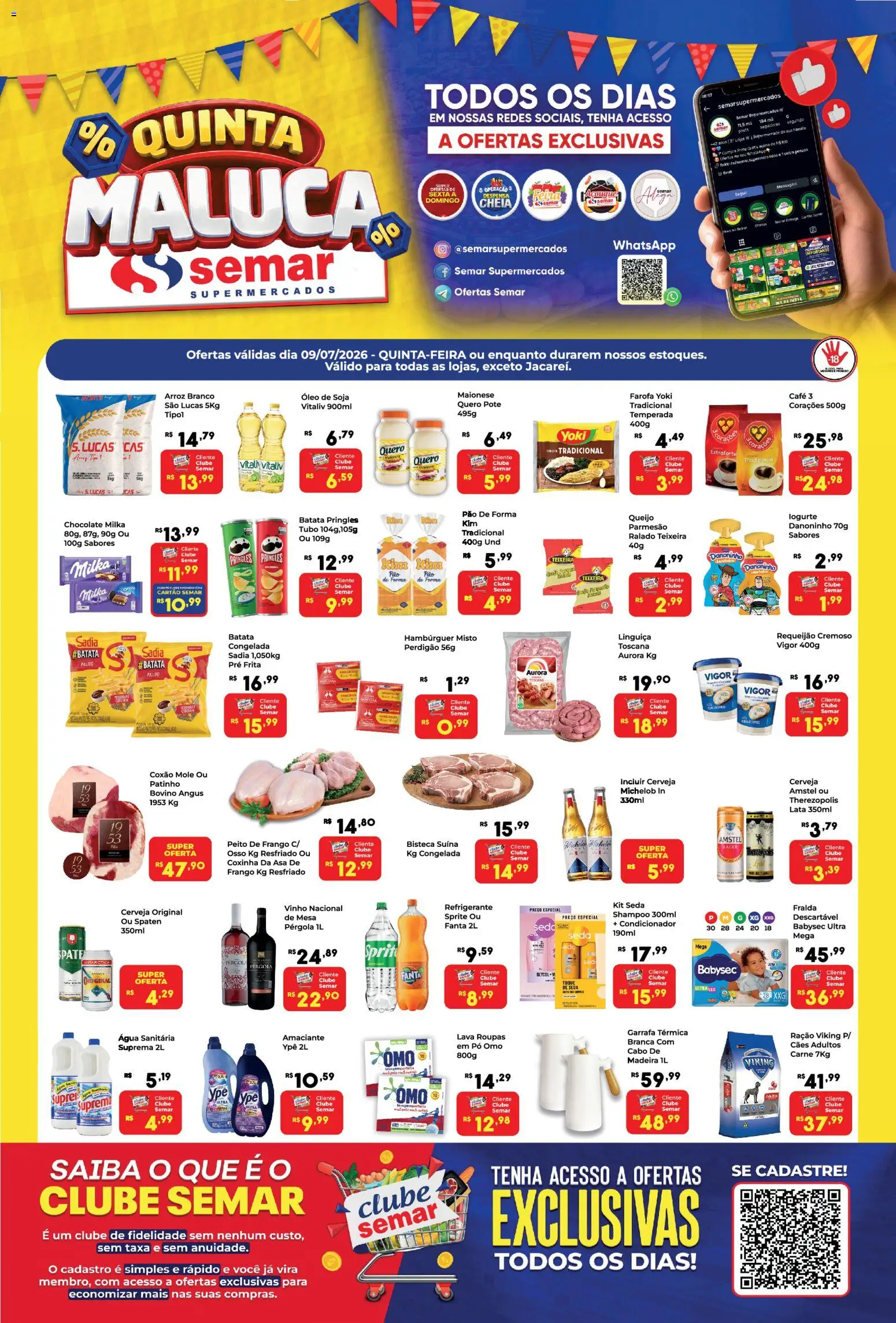 Semar Supermercado Folheto - válido de 09/07/2026 | Página: 1 | Produtos: Pó, Pão de forma, Cabo, Soja