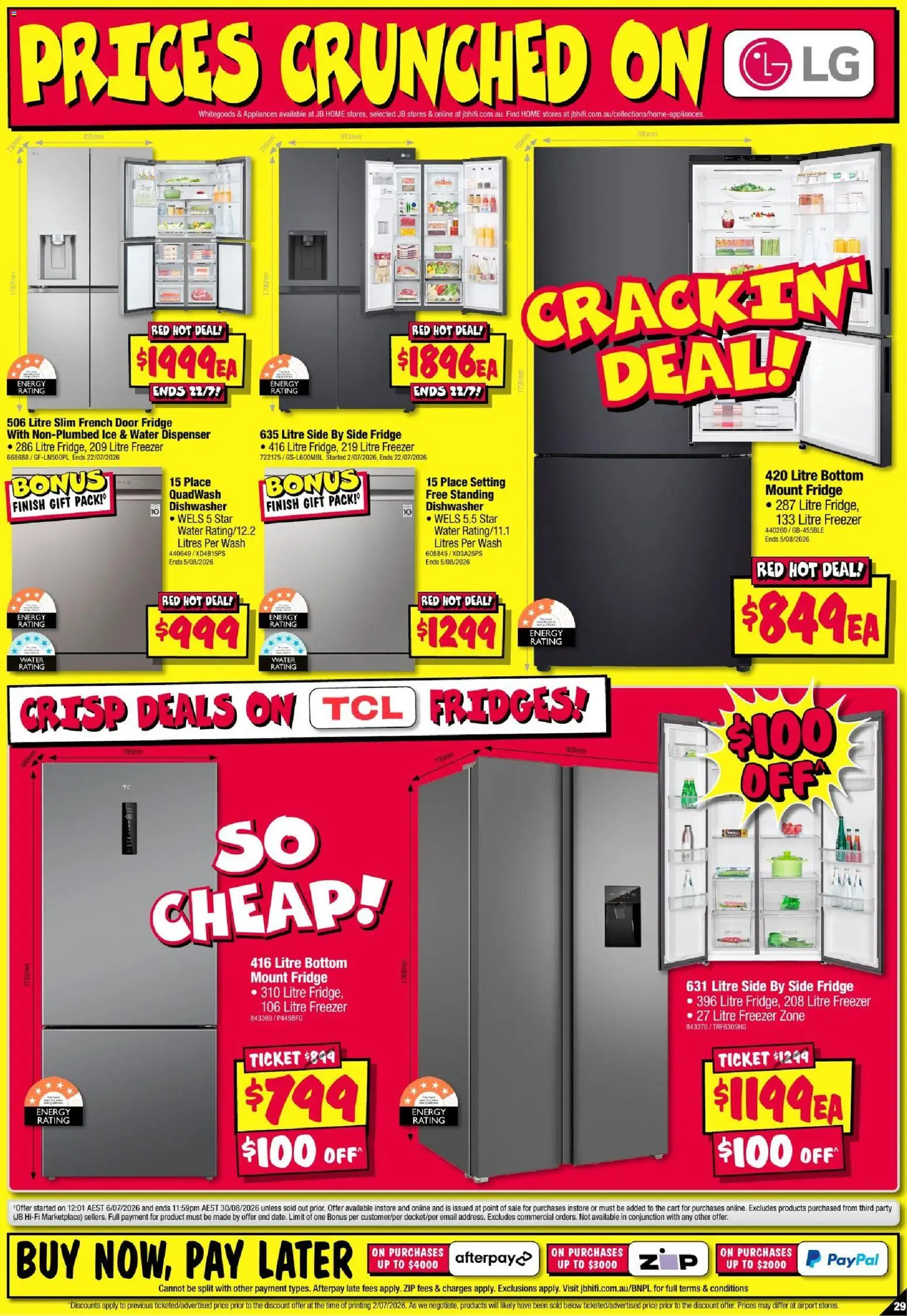 JB Hi-Fi catalogue - valid from 16/07/2026 | Page: 29 | Products: Door, Cart, Freezer, Dishwasher