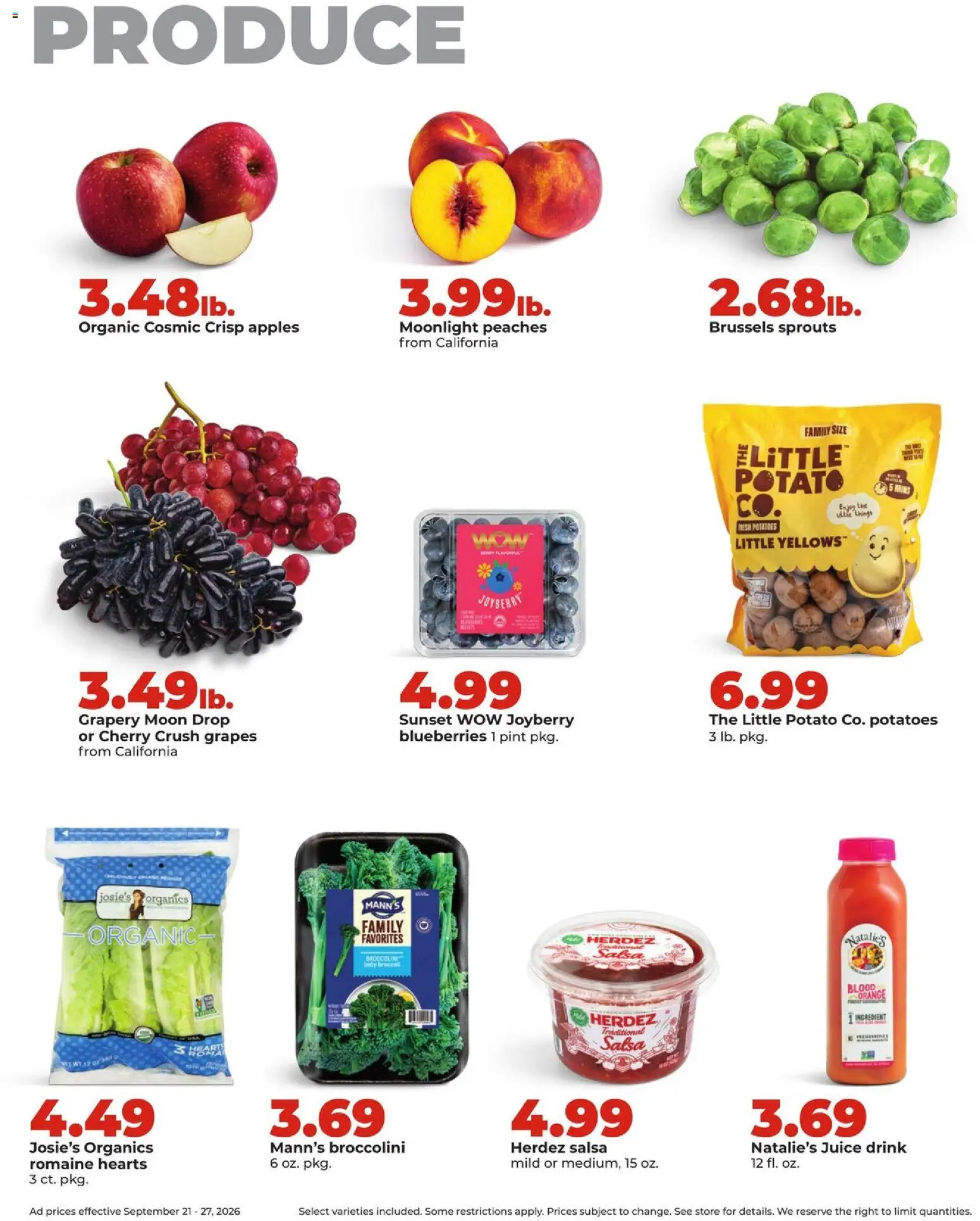 HyVee Weekly Ad - valid from 09/21/2026 | Page: 10 | Products: Peaches, Juice, Apples, Potatoes