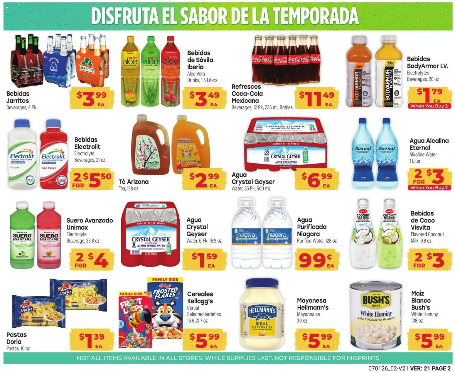 El Rancho Monthly Ad - valid from 07/01/2026 | Page: 2 | Products: Milk, Aloe Vera, Water, Mayonnaise