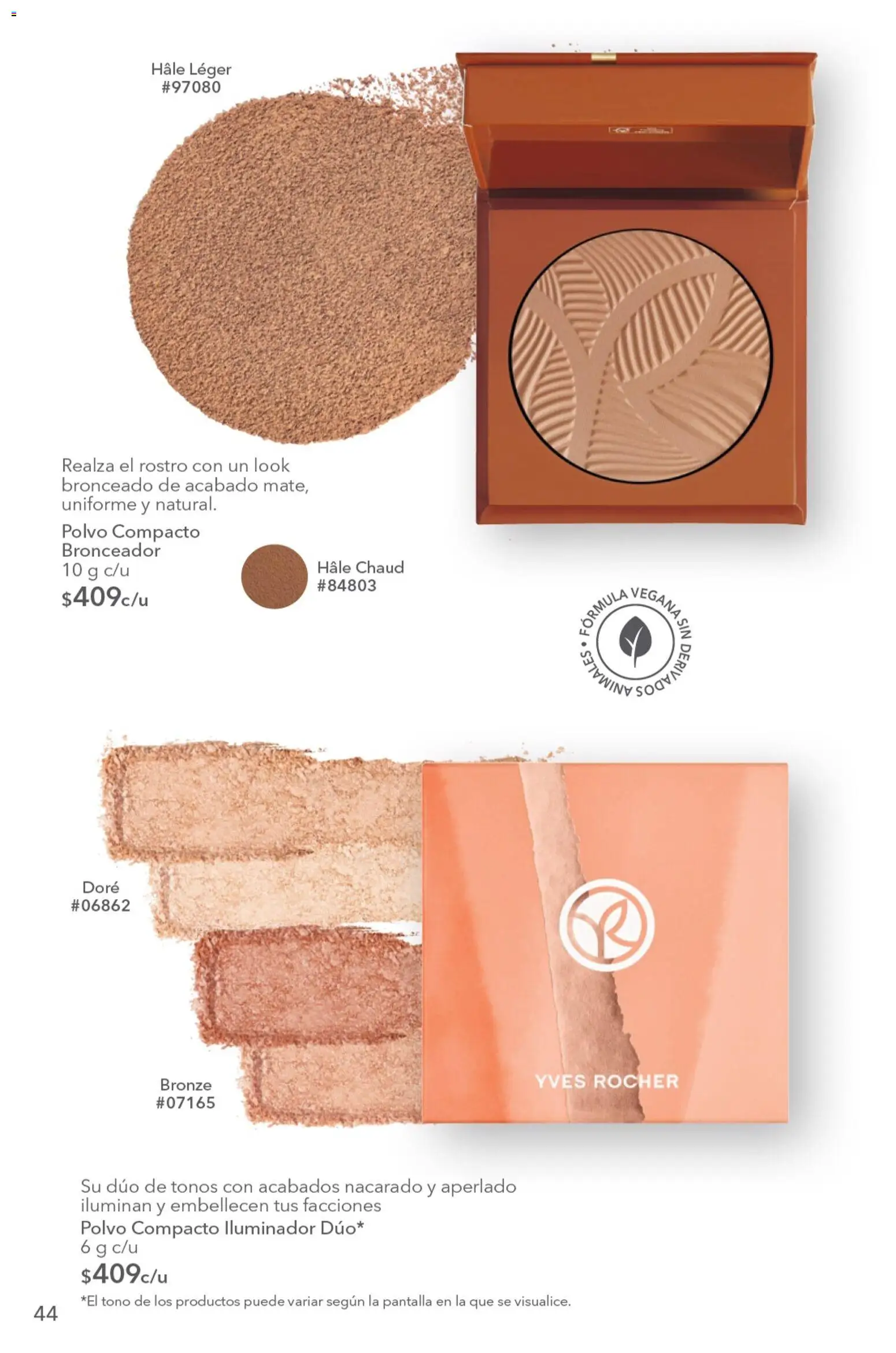 Nuevas ofertas de Yves Rocher válidas en toda la República Mexicana desde el 04/08/2026. ¡Encuentra las mejores ofertas en Yves Rocher campaña 11 2026! | Página: 46 | Productos: Iluminador, Polvo compacto, Polvo, Bronceador