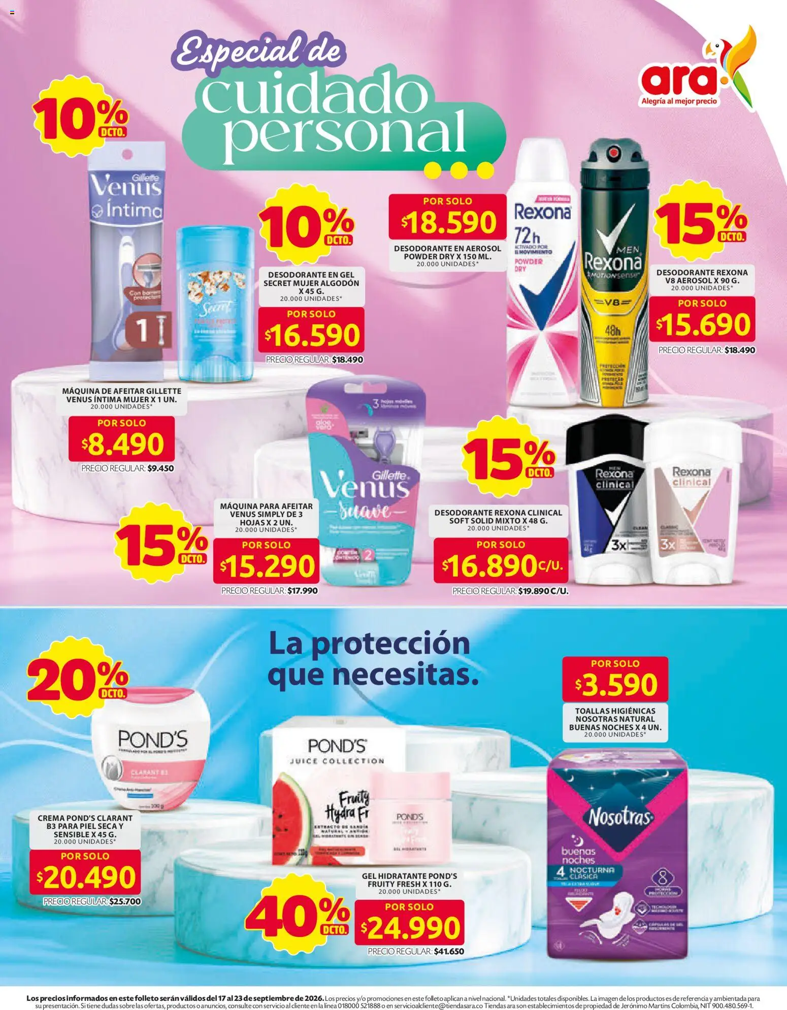 Ara revista - valida desde el 17/09/2026 | Página: 16 | Productos: Crema, Maquina de afeitar, Toallas, Desodorante