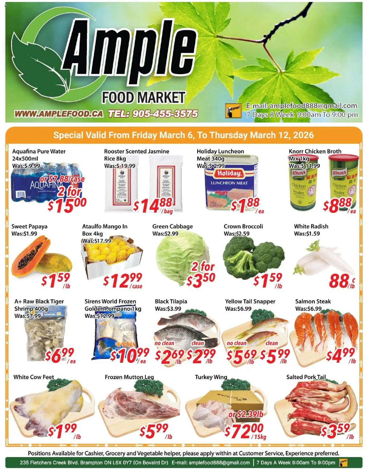 Ample Food Market flyer valid from 06.03.2026 | Page: 1 | Products: Rice, Box, Chicken, Pork