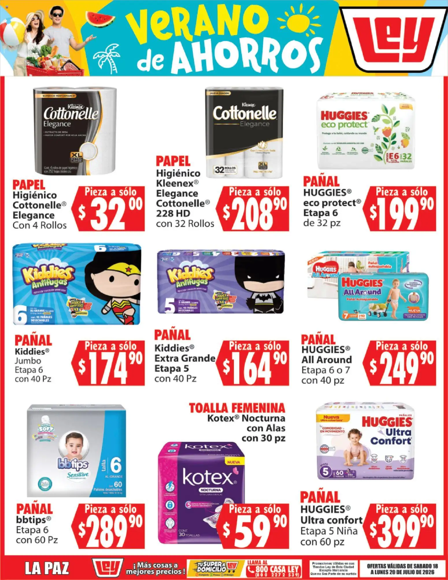 Nuevas ofertas de Casa Ley válidas en toda la República Mexicana desde el 18/07/2026. ¡Encuentra las mejores ofertas en Casa Ley folleto Verano de ahorros! | Página: 5 | Productos: Toalla, Papel higiénico, Toallas